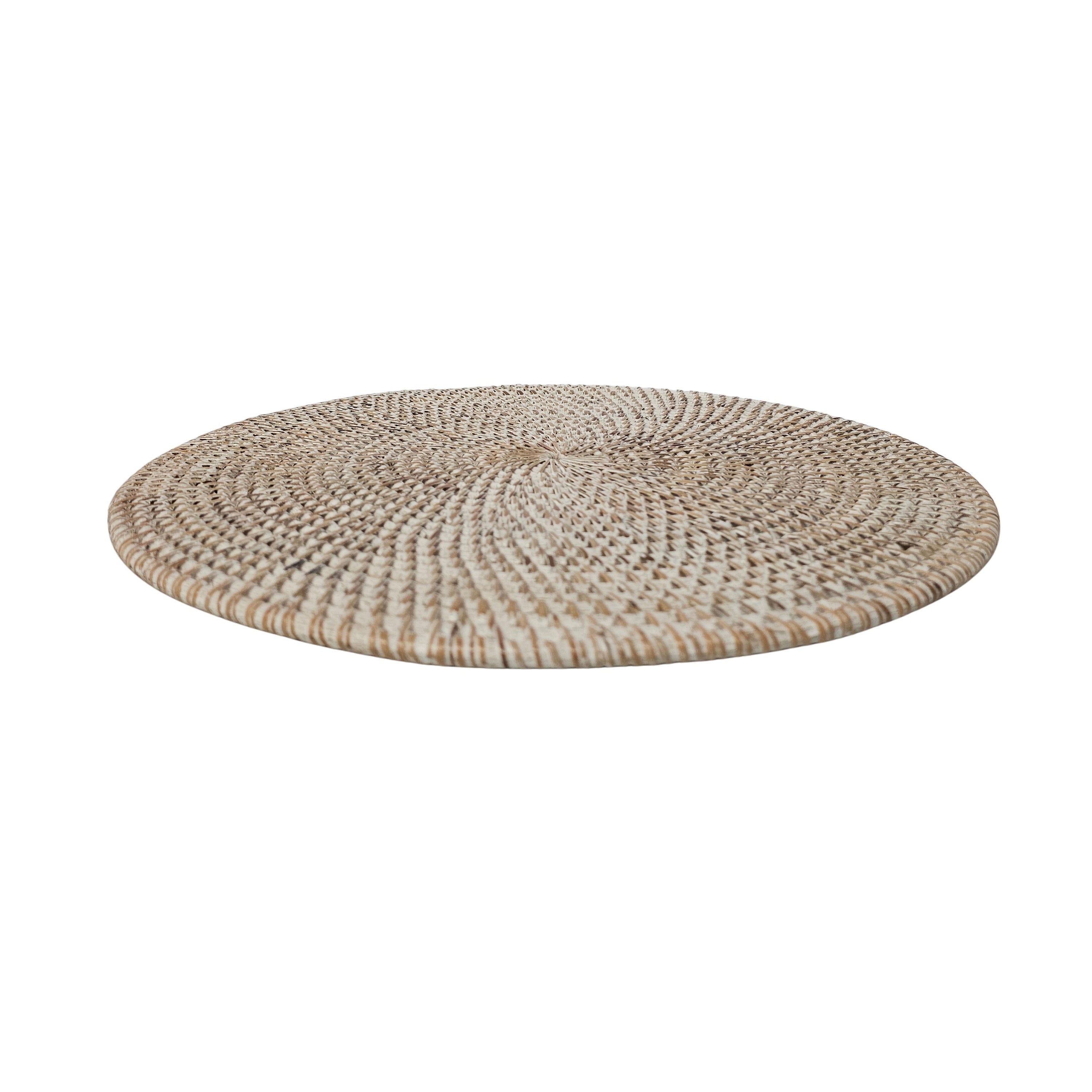 Round Rattan placemat whitewash