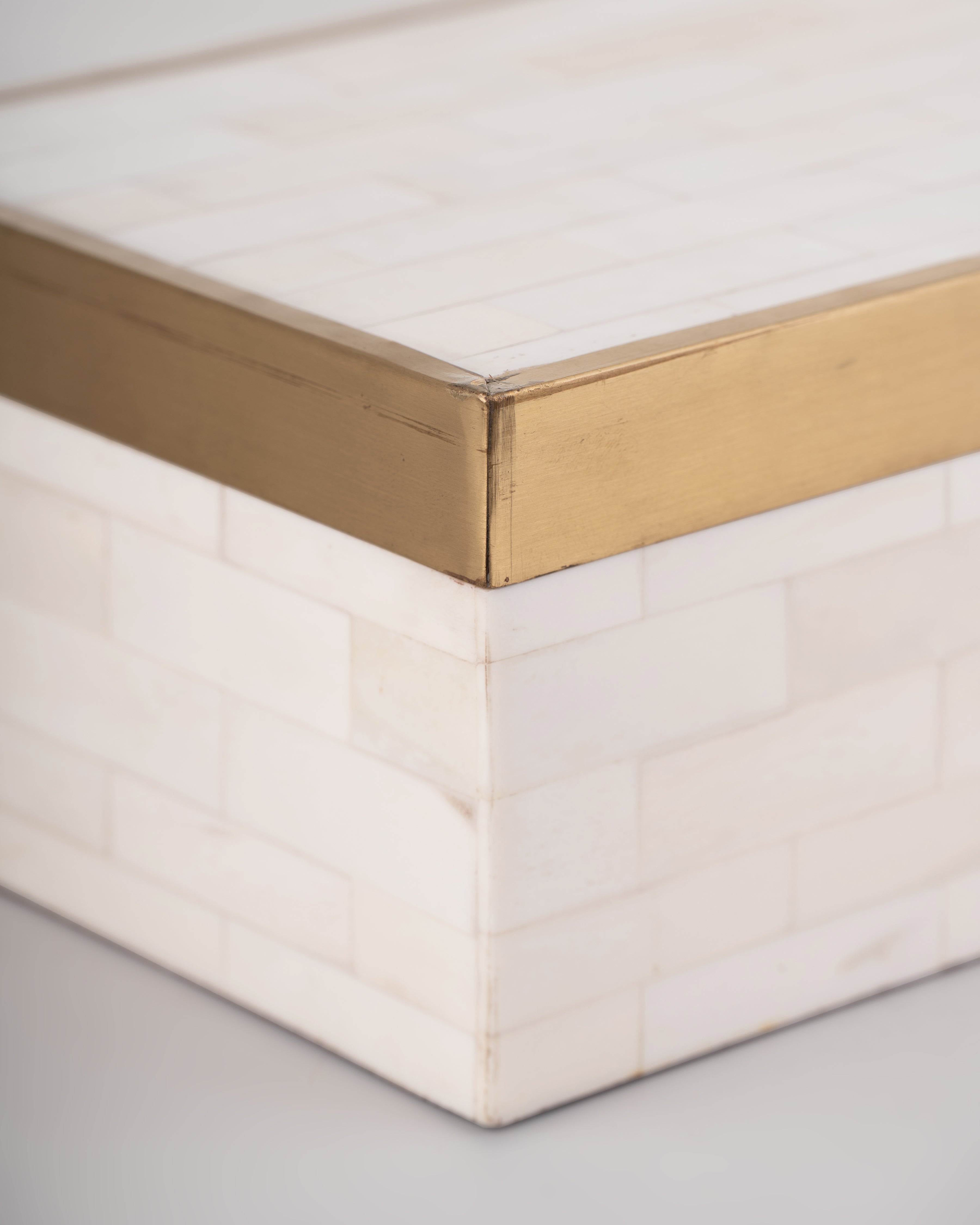 Brass Trim Bone Box | Large
