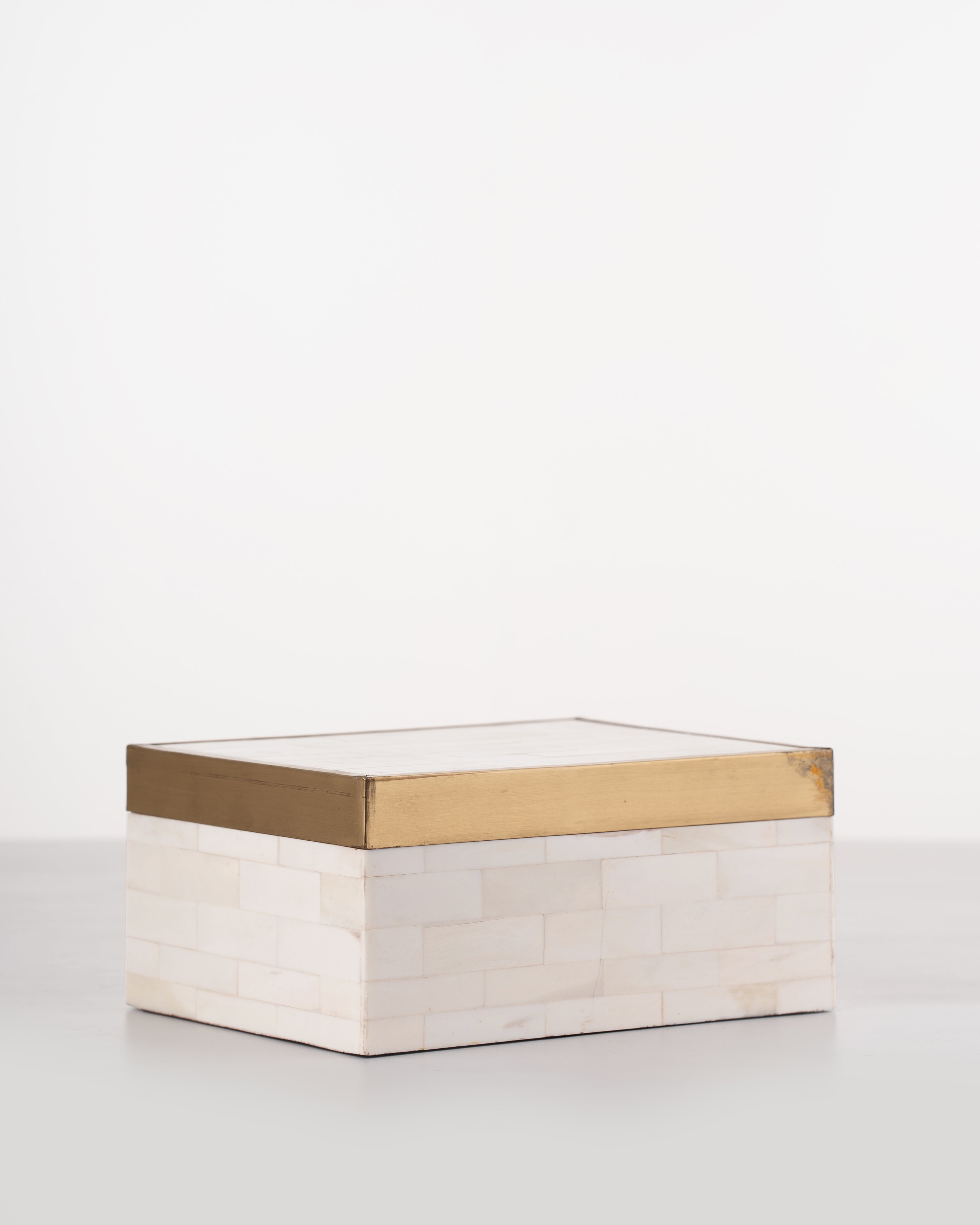 Brass Trim Bone Box | Medium