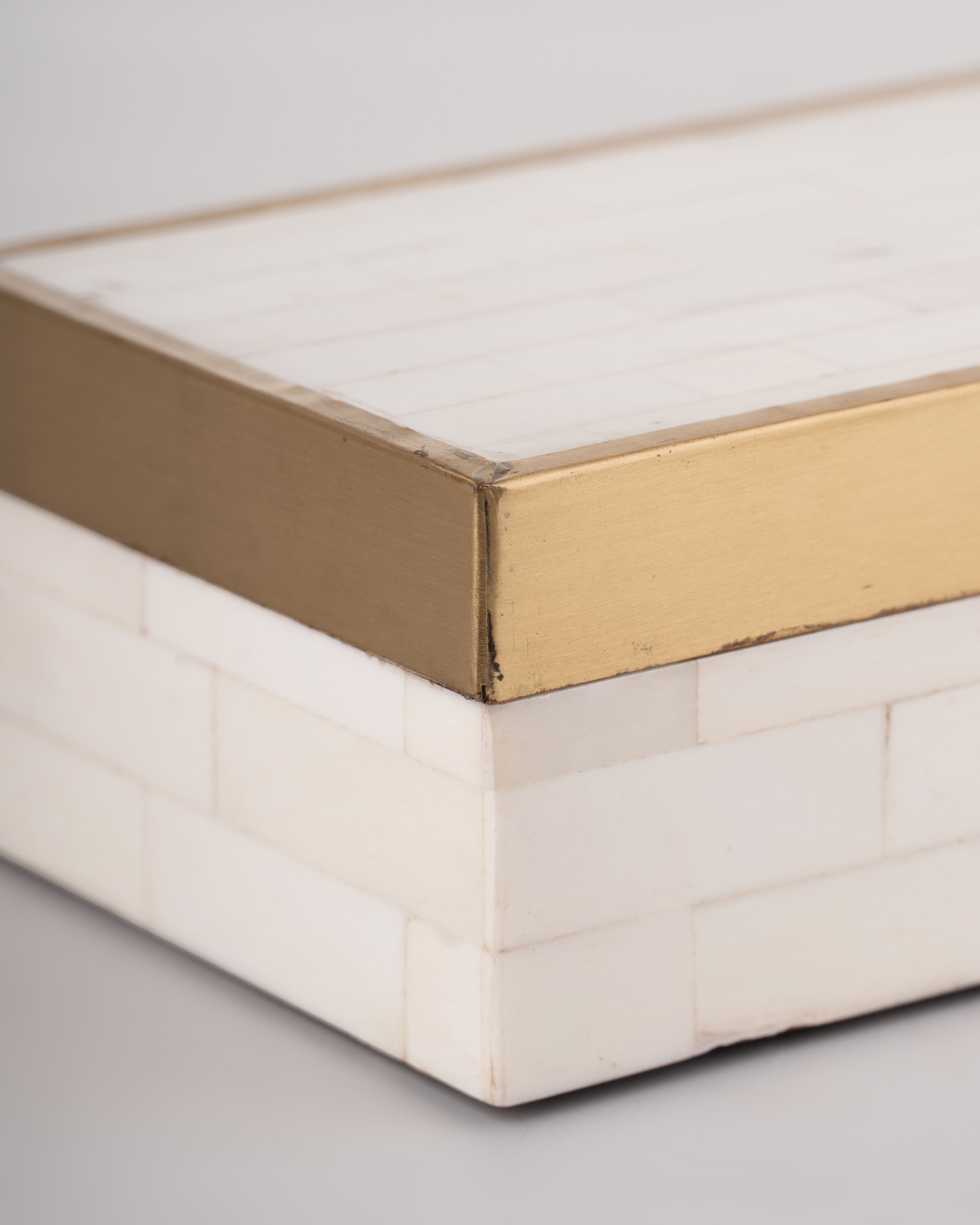 Brass Trim Bone Box | Medium