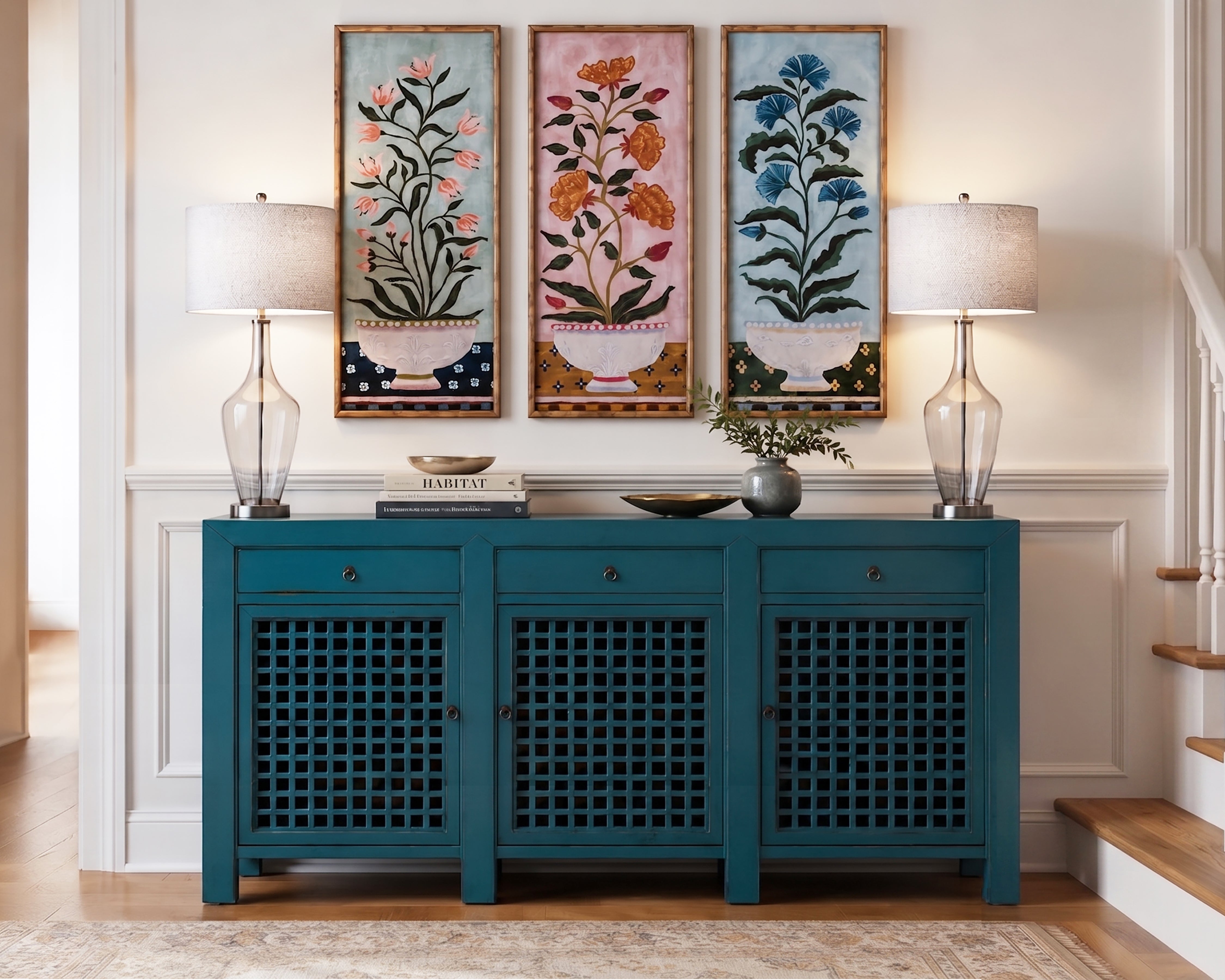 Folk Floral Framed Wall Art C