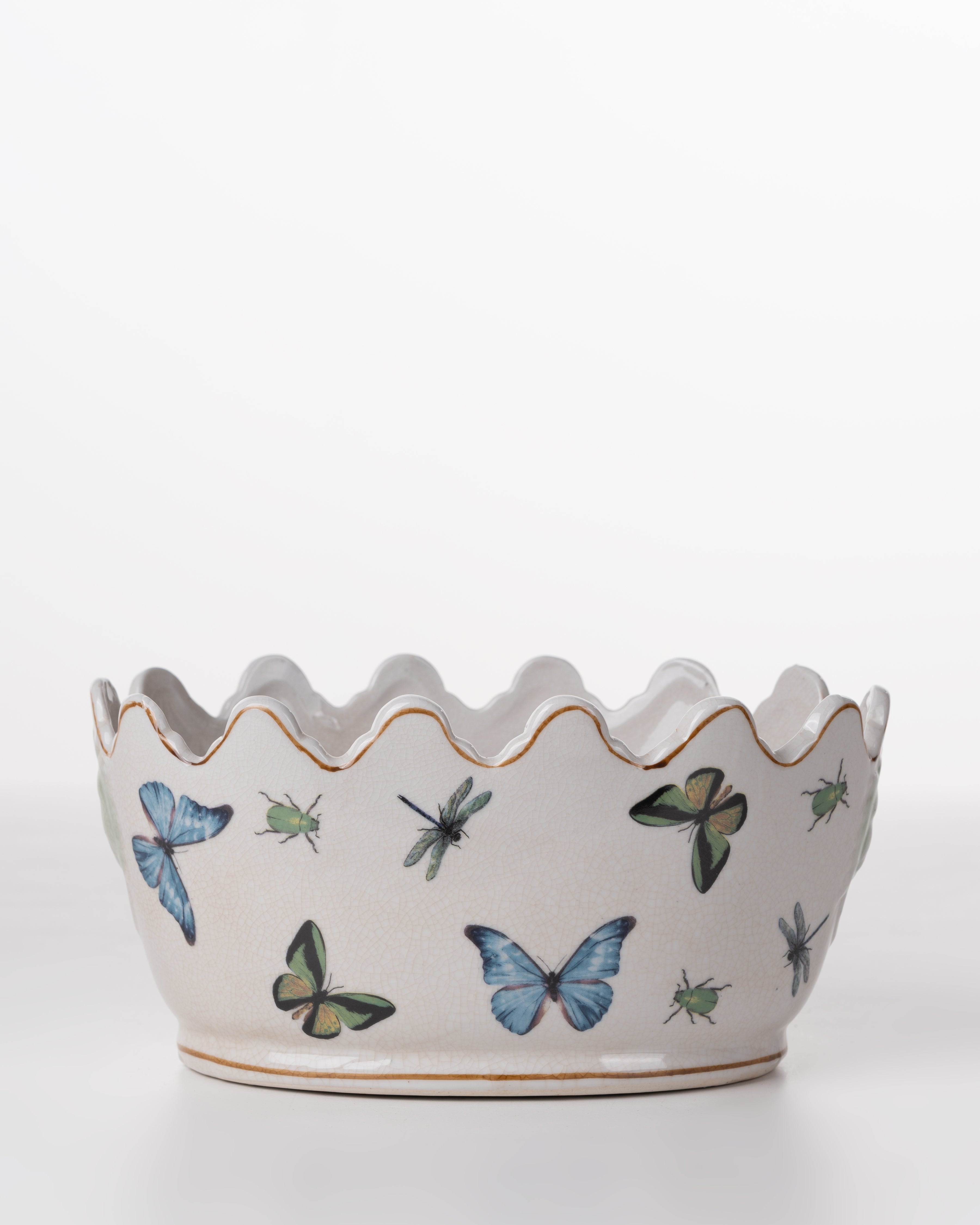 PLANTER OVAL SCALLOP EDGE B/FLY MED