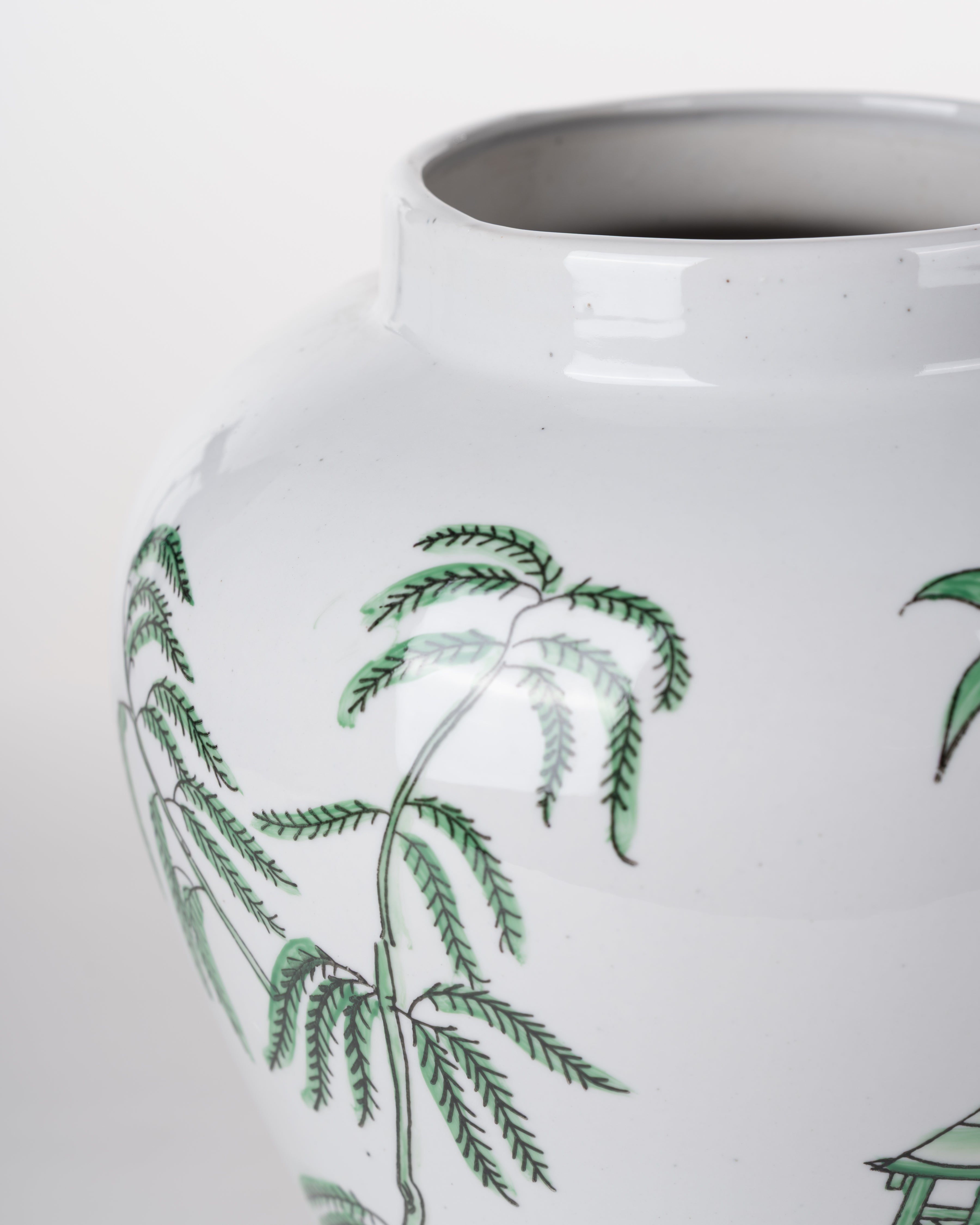 Palm Leaf Ceramic Ginger Jar