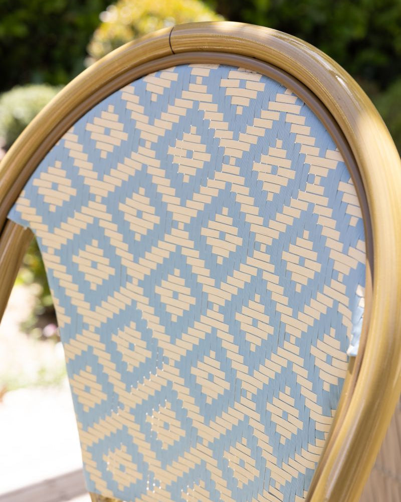 Brioche Diamond Bar Chair| Blue & cream