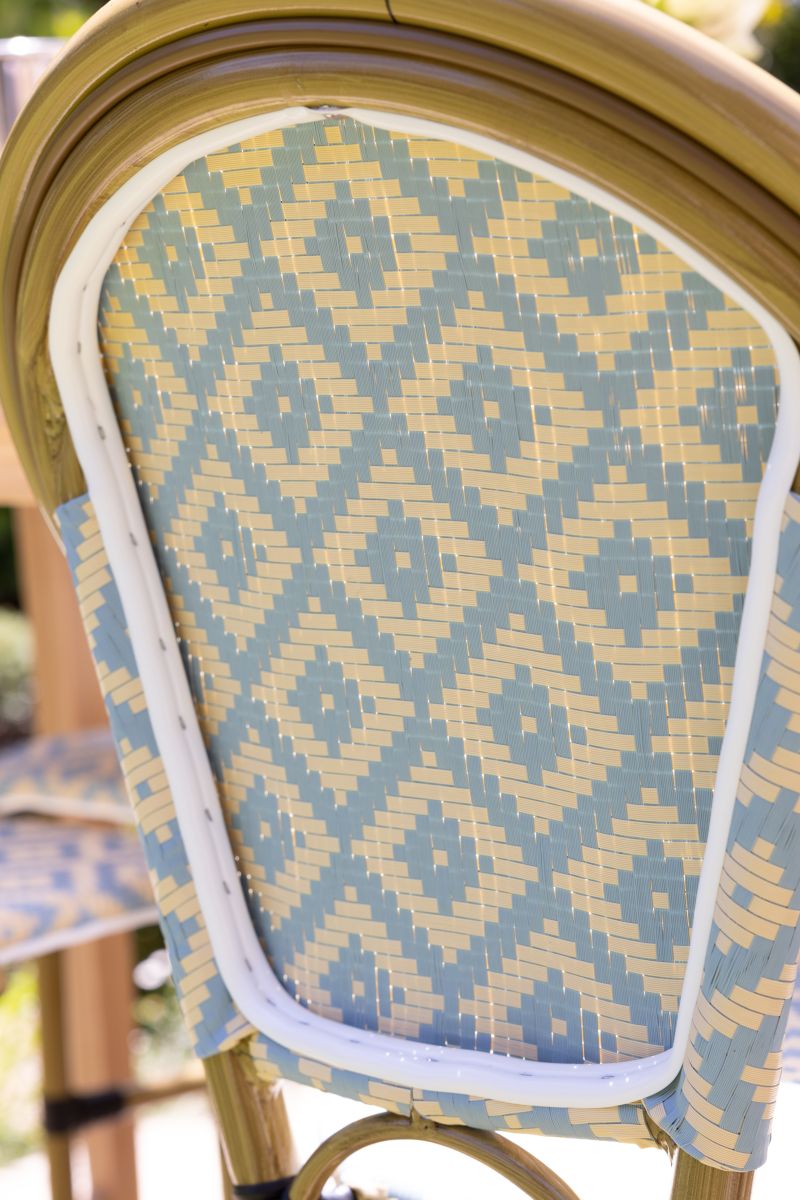 Brioche Diamond Bar Chair| Blue & cream