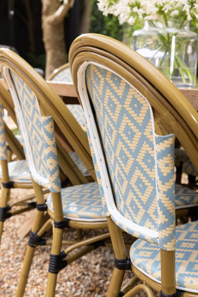 Brioche Diamond Dining Chair | Blue and Cream
