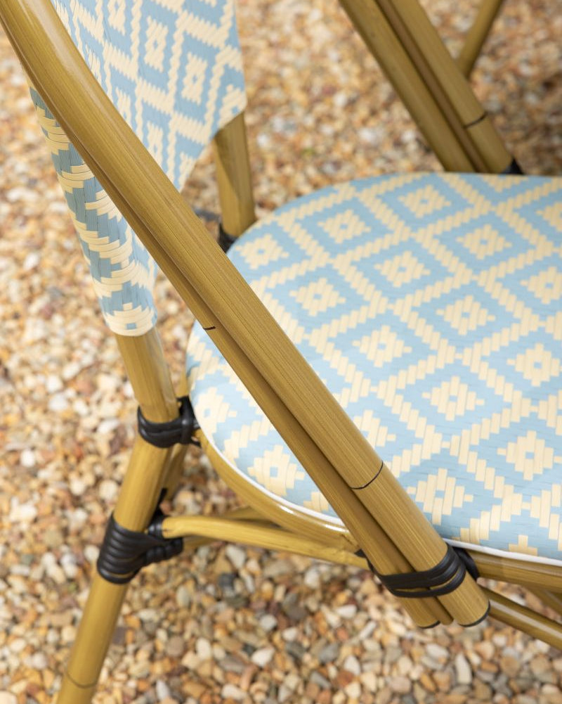 Brioche Diamond Dining Chair | Blue and Cream