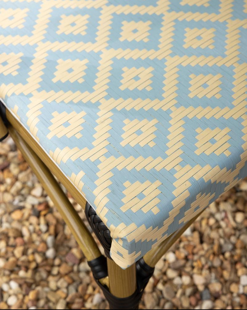 Brioche Diamond Bar Chair| Blue & cream