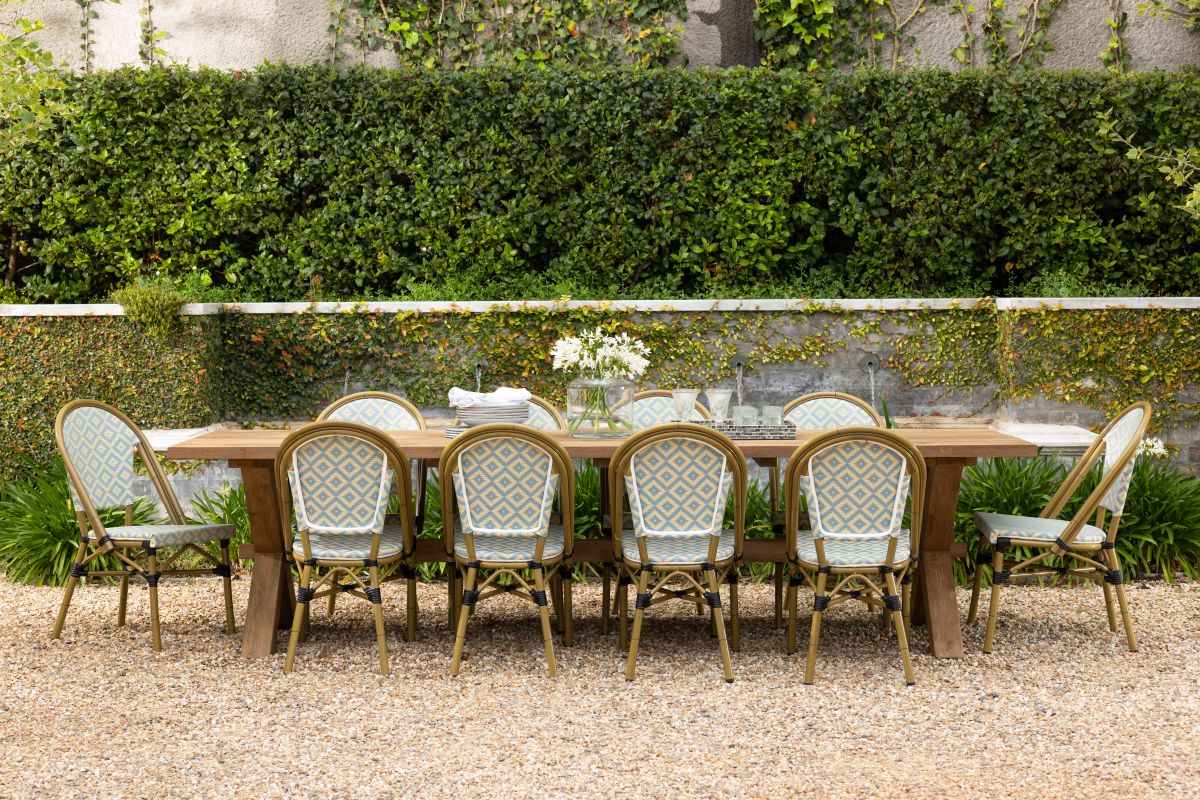 Brioche Diamond Dining Chair | Blue and Cream