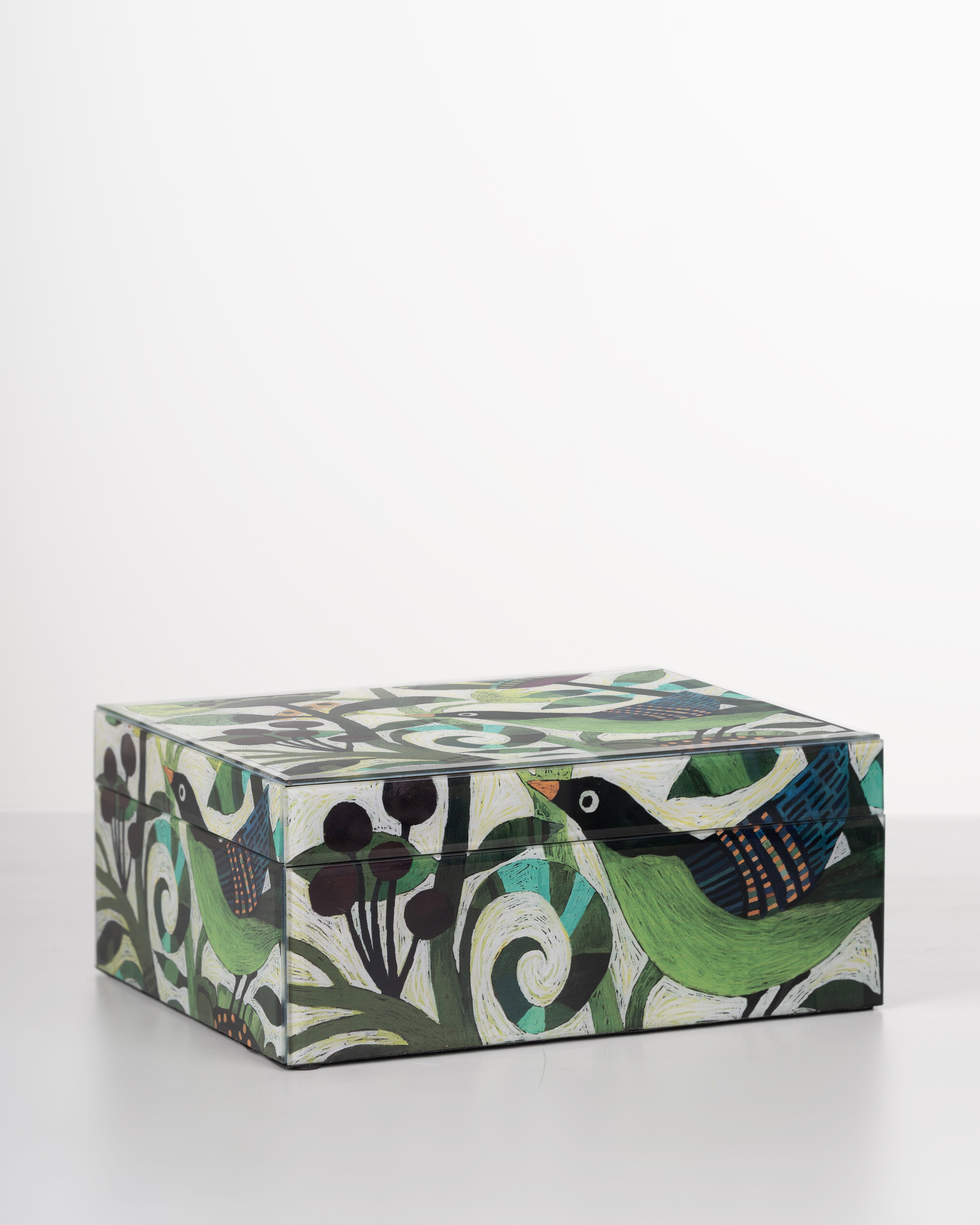 Birdsong Glass Storage Box | Medium
