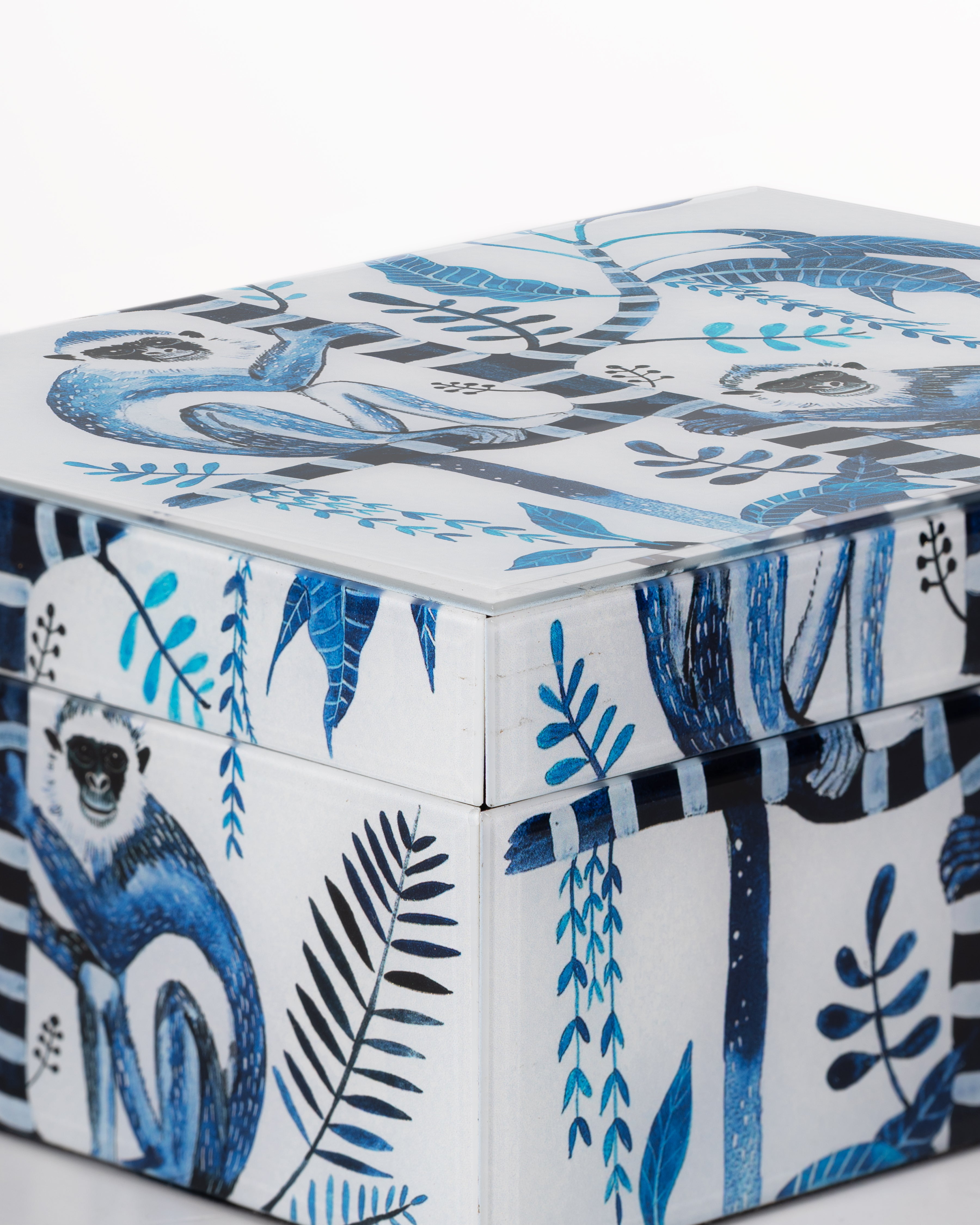 Palm Monkey Glass Storage Box | Medium