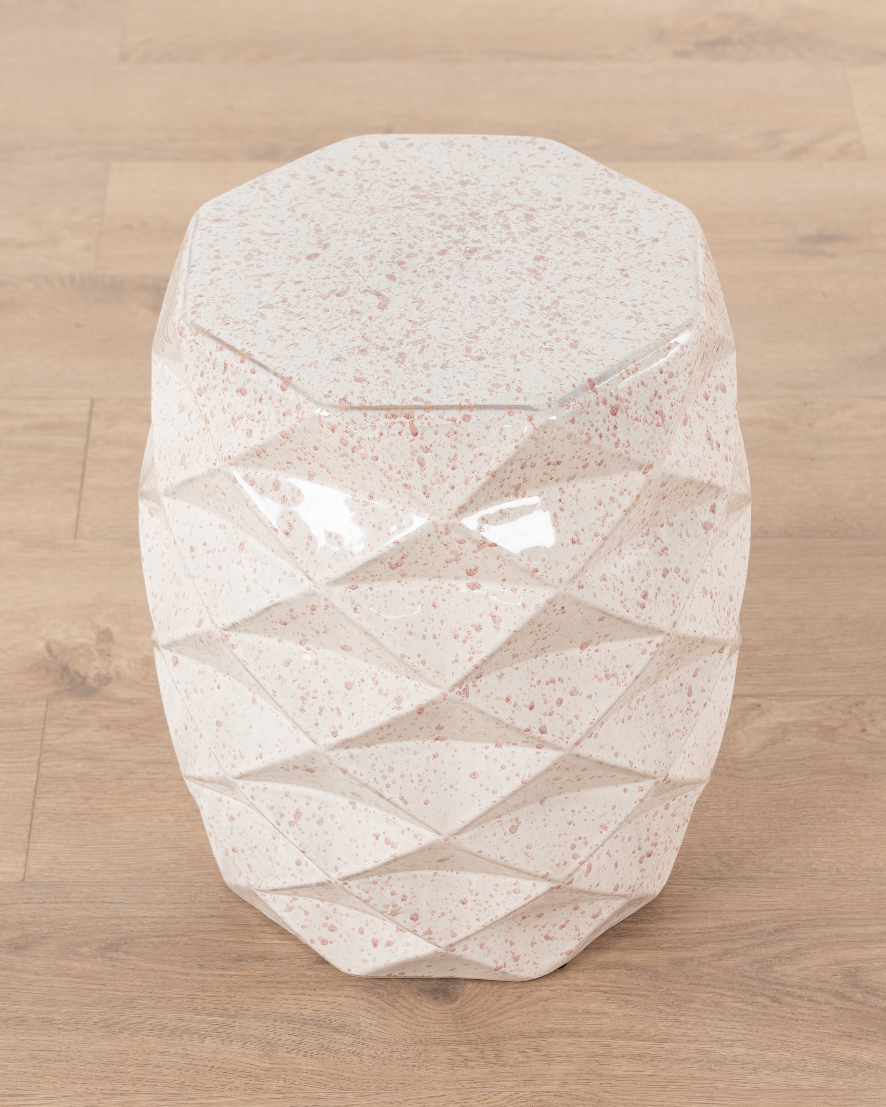 Geometric Ceramic Stool | Pebble Glaze