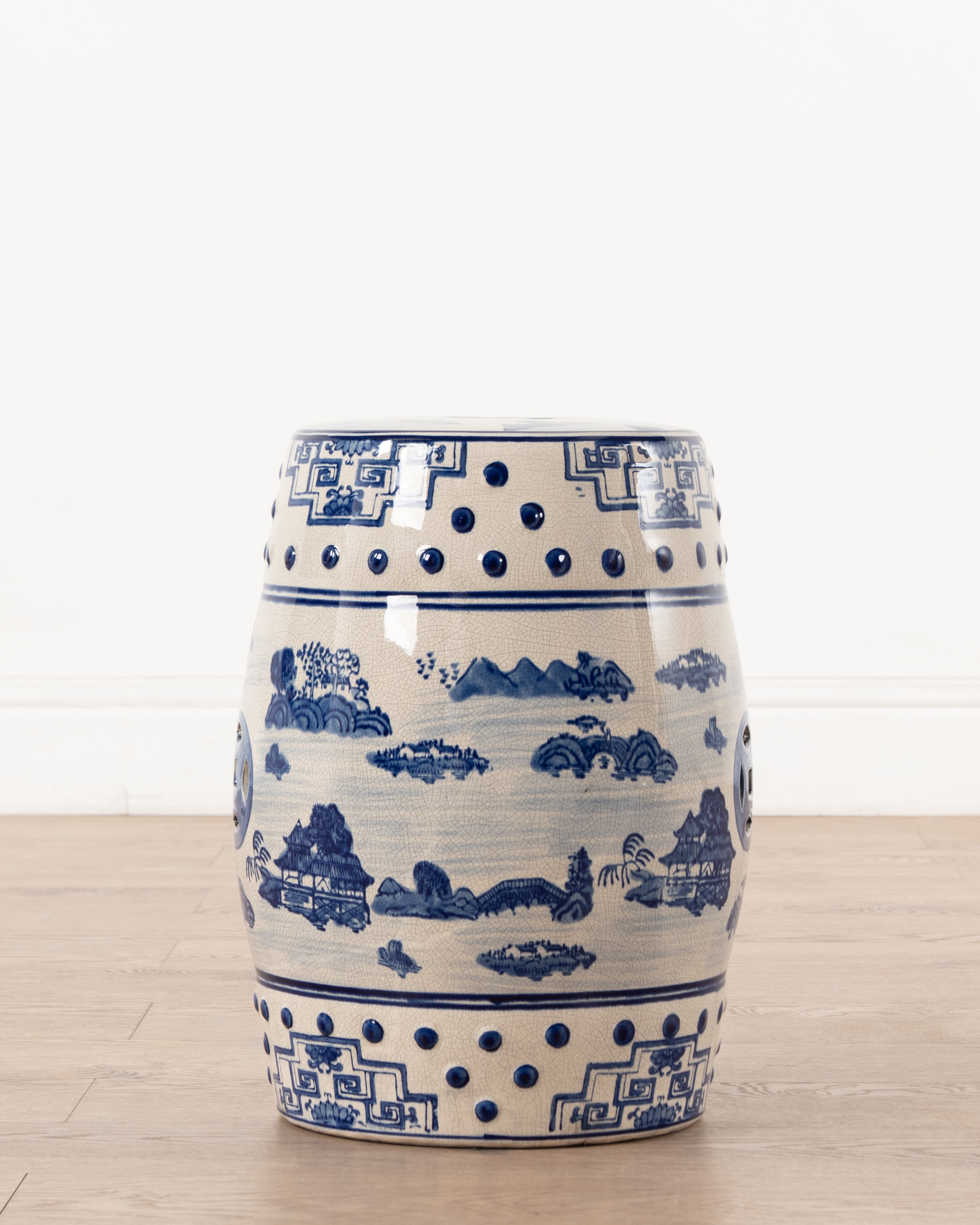 Hanover Blue & White Ceramic Stool