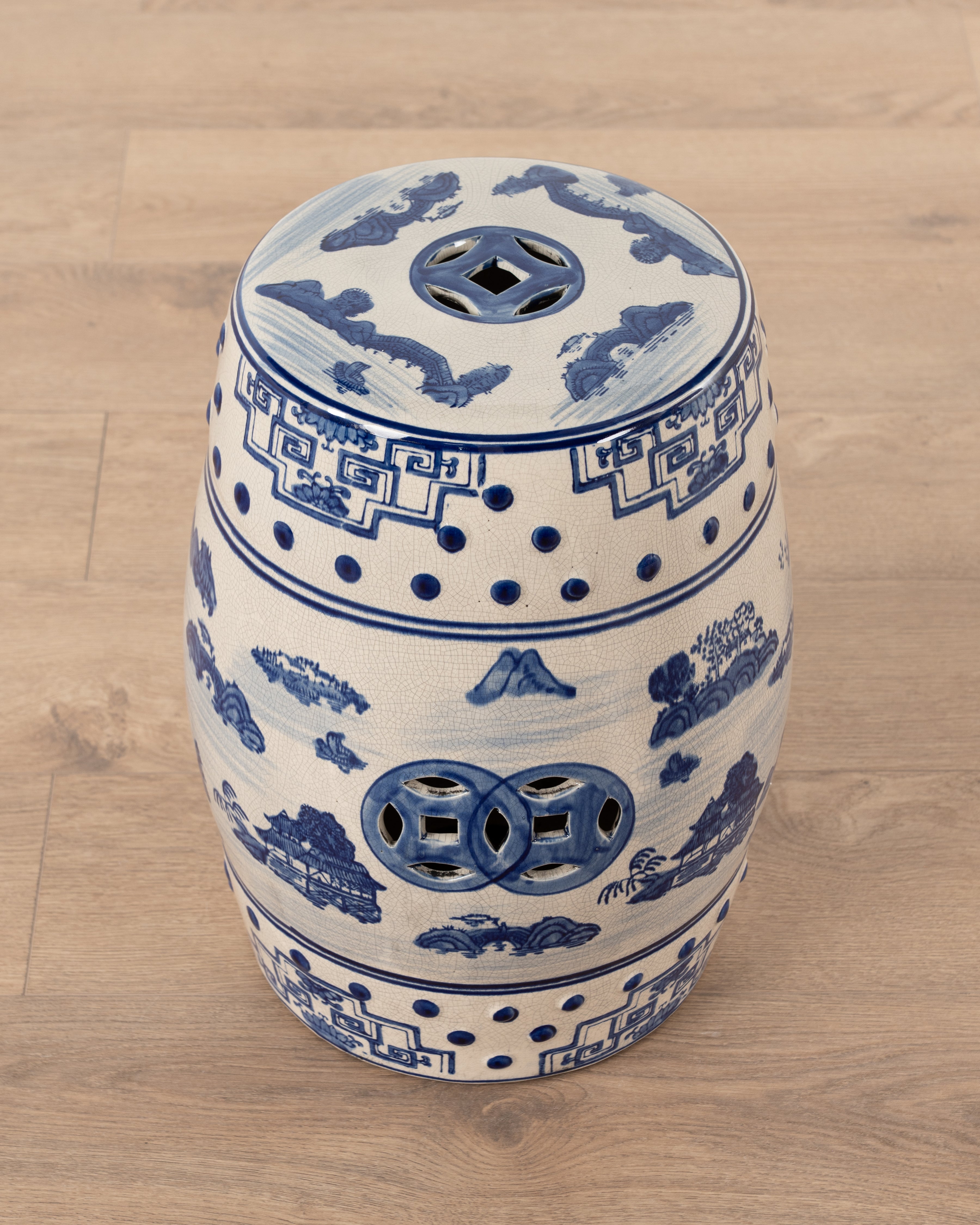 Hanover Blue & White Ceramic Stool
