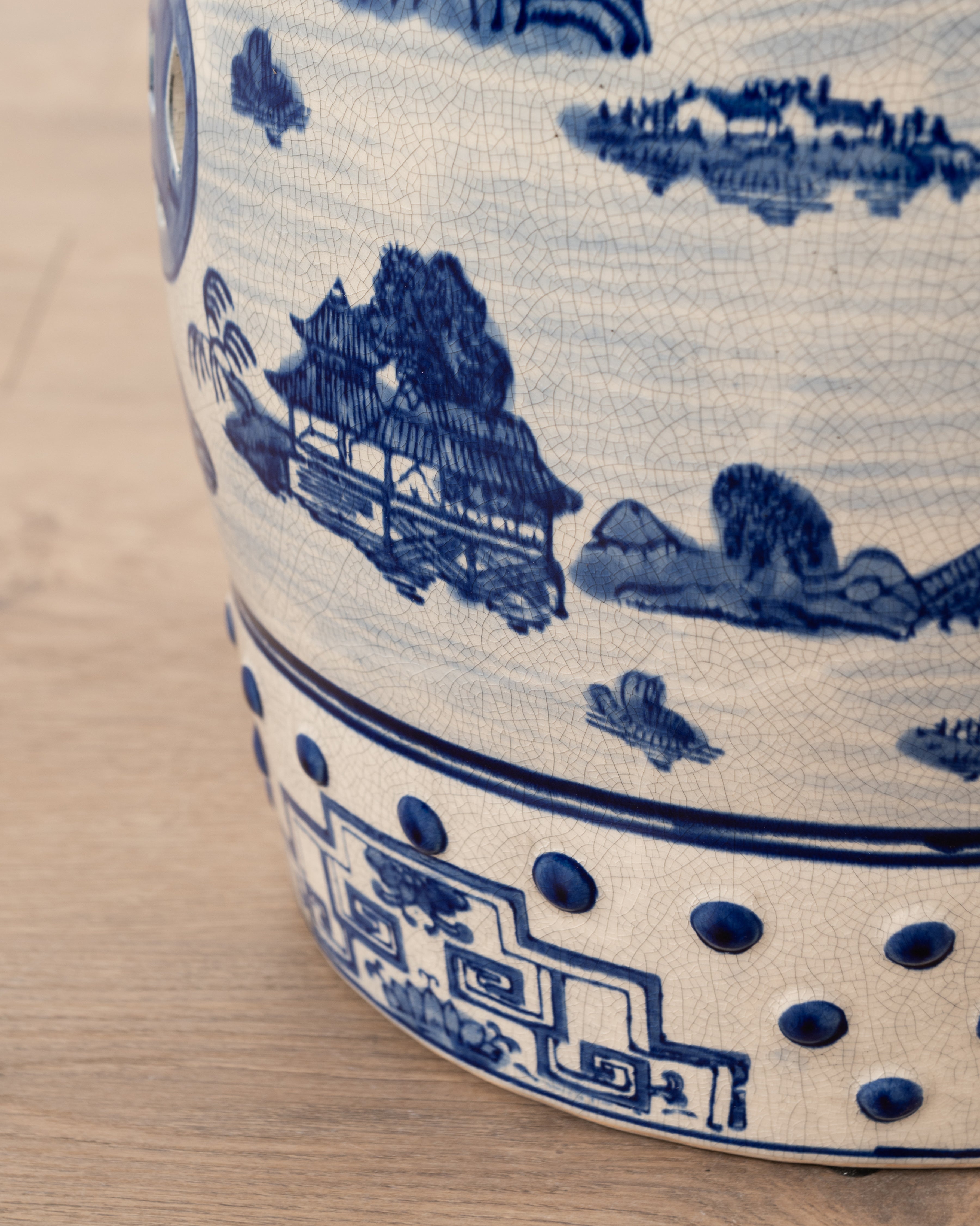 Hanover Blue & White Ceramic Stool