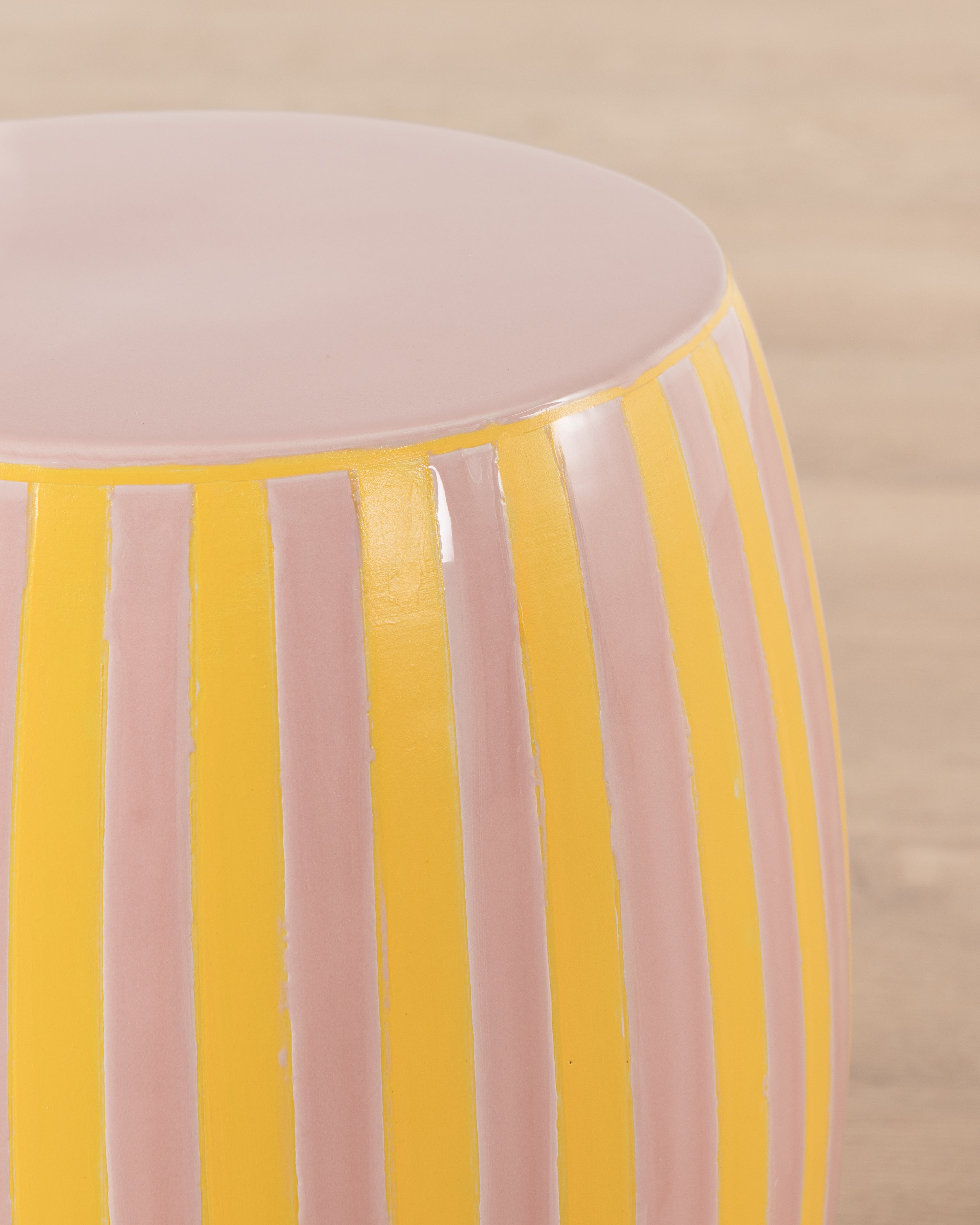 Blush Stripe Ceramic Stool