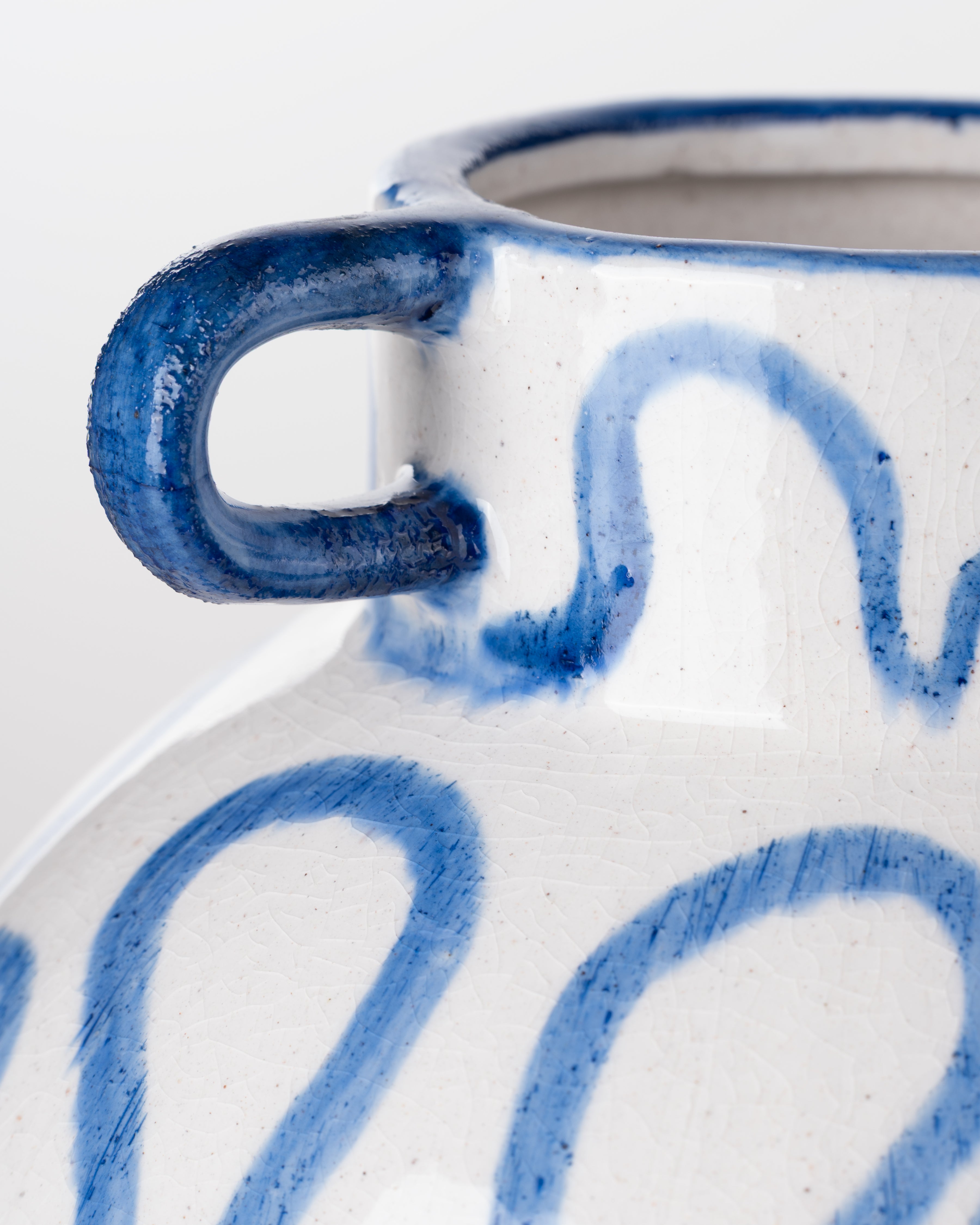 Blue Squiggle Ceramic Vase