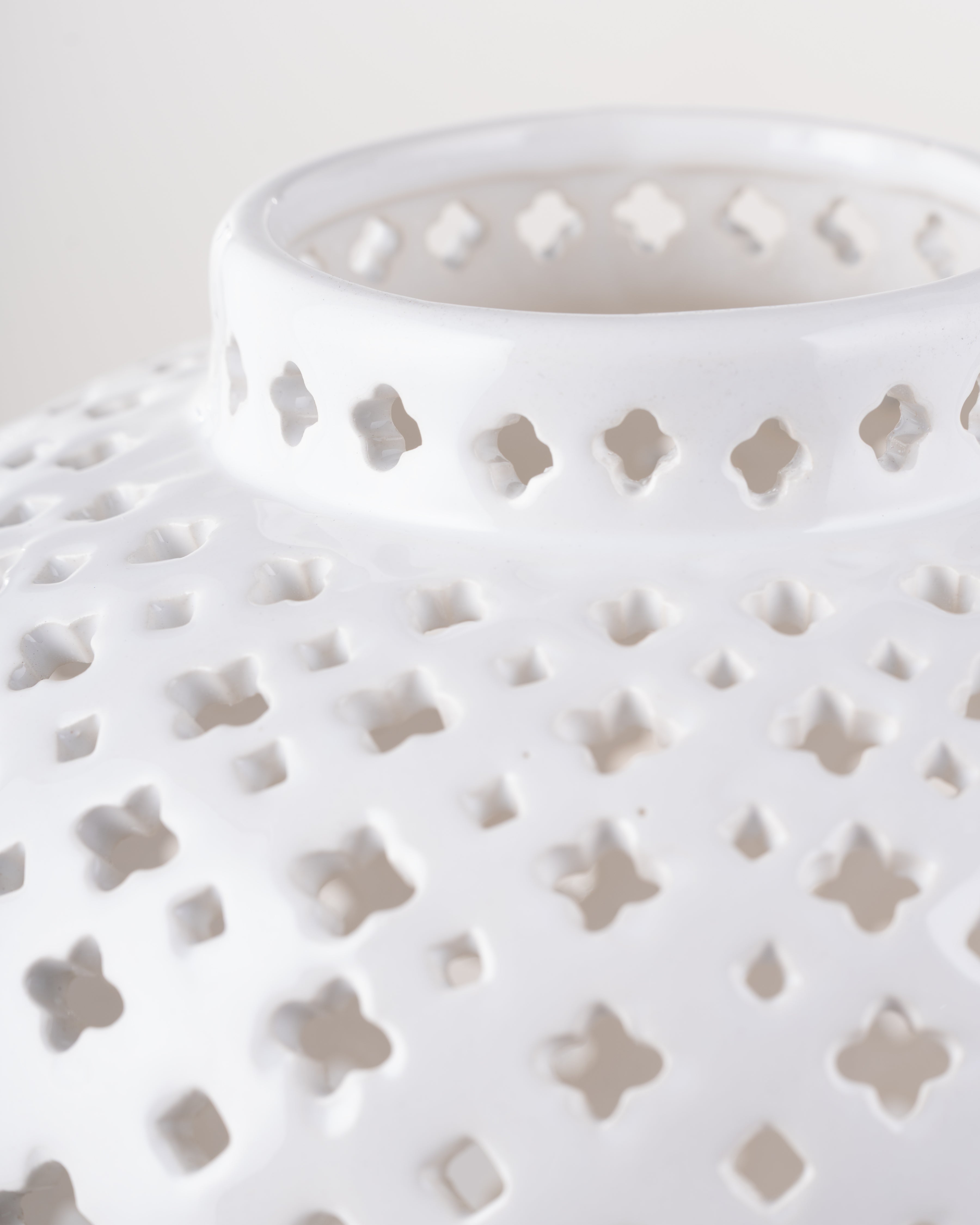 Lotus Ivory Trellis Ginger Jar
