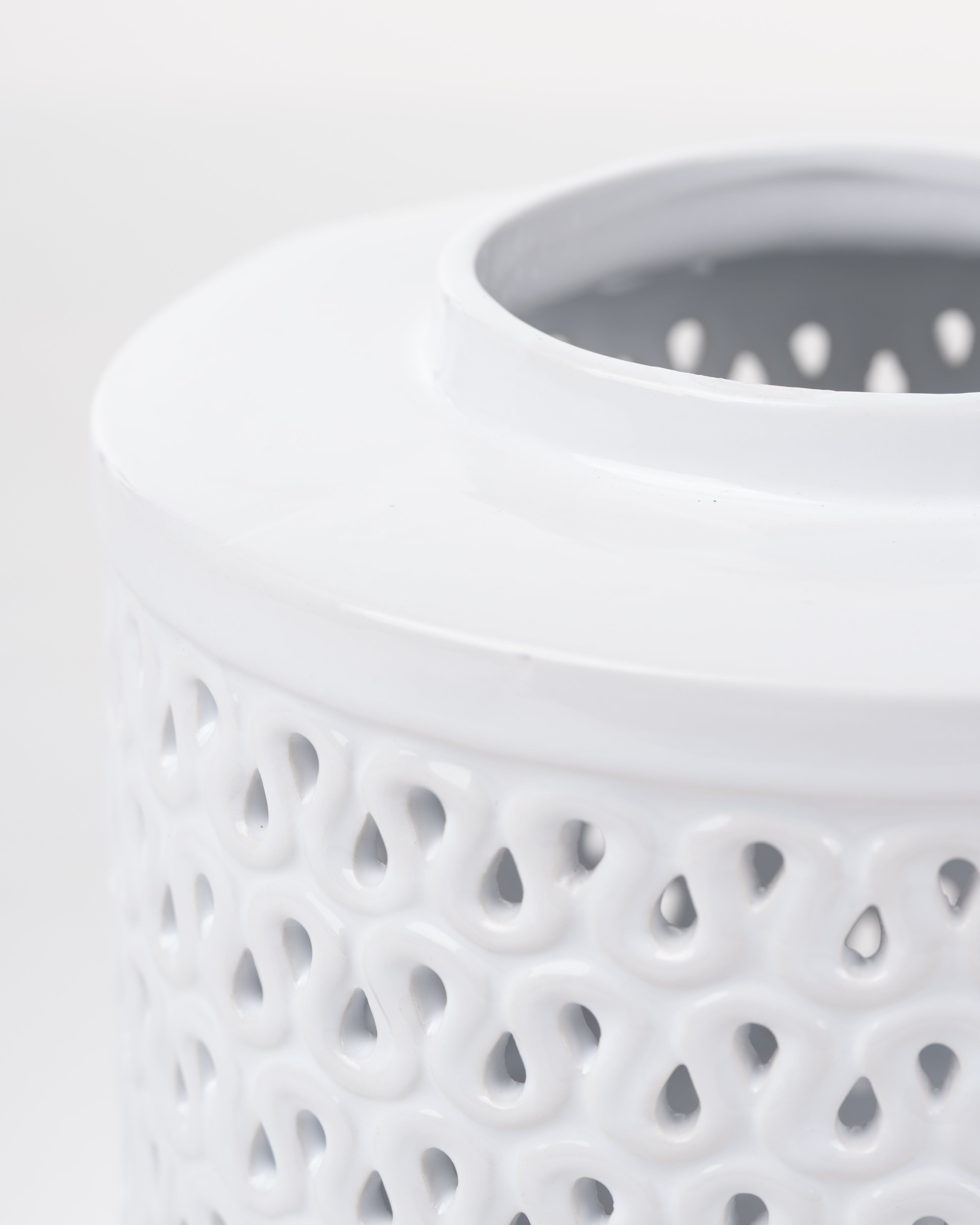 White Ceramic cut out jar | Medium