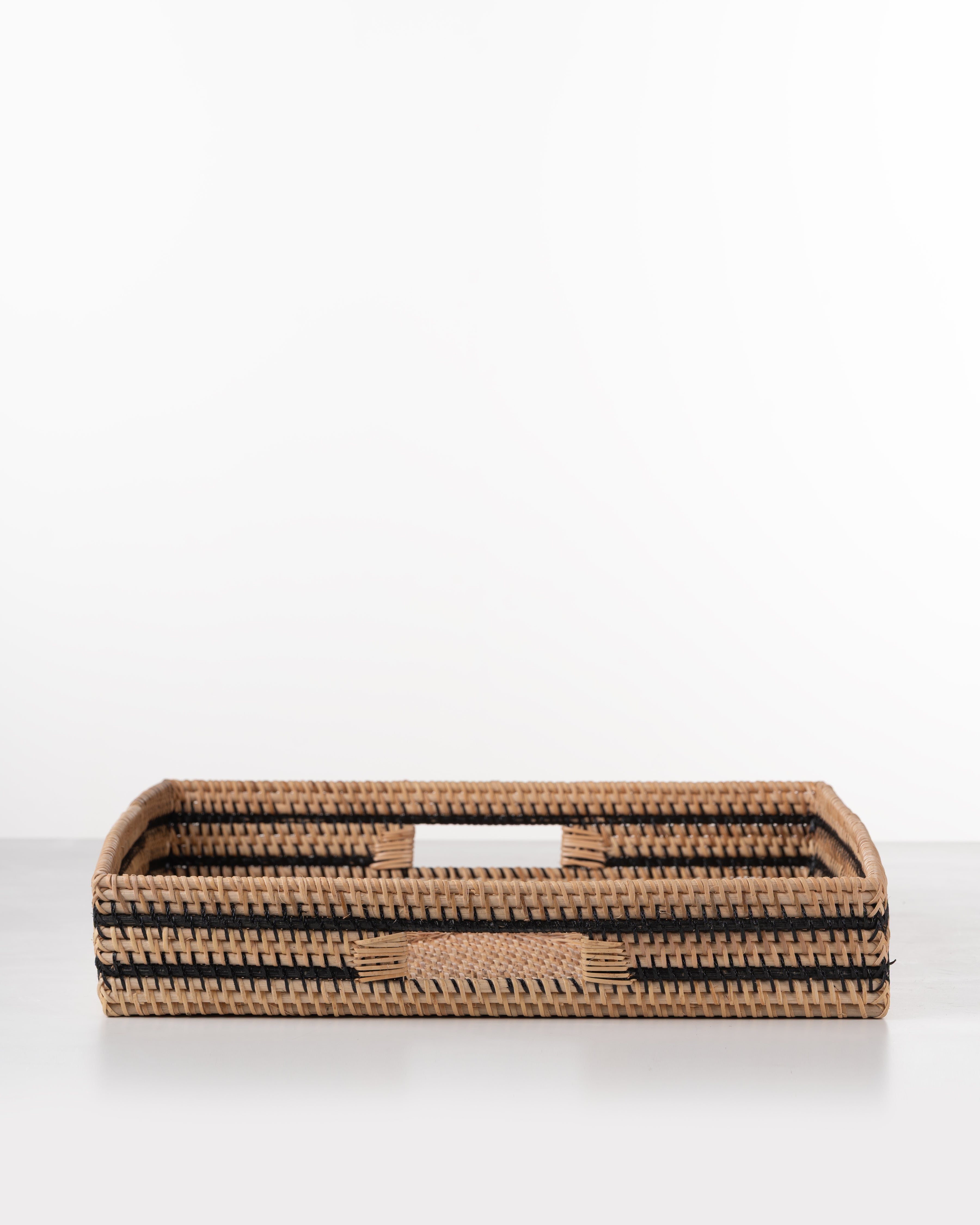 Striped Rattan Tray | Large