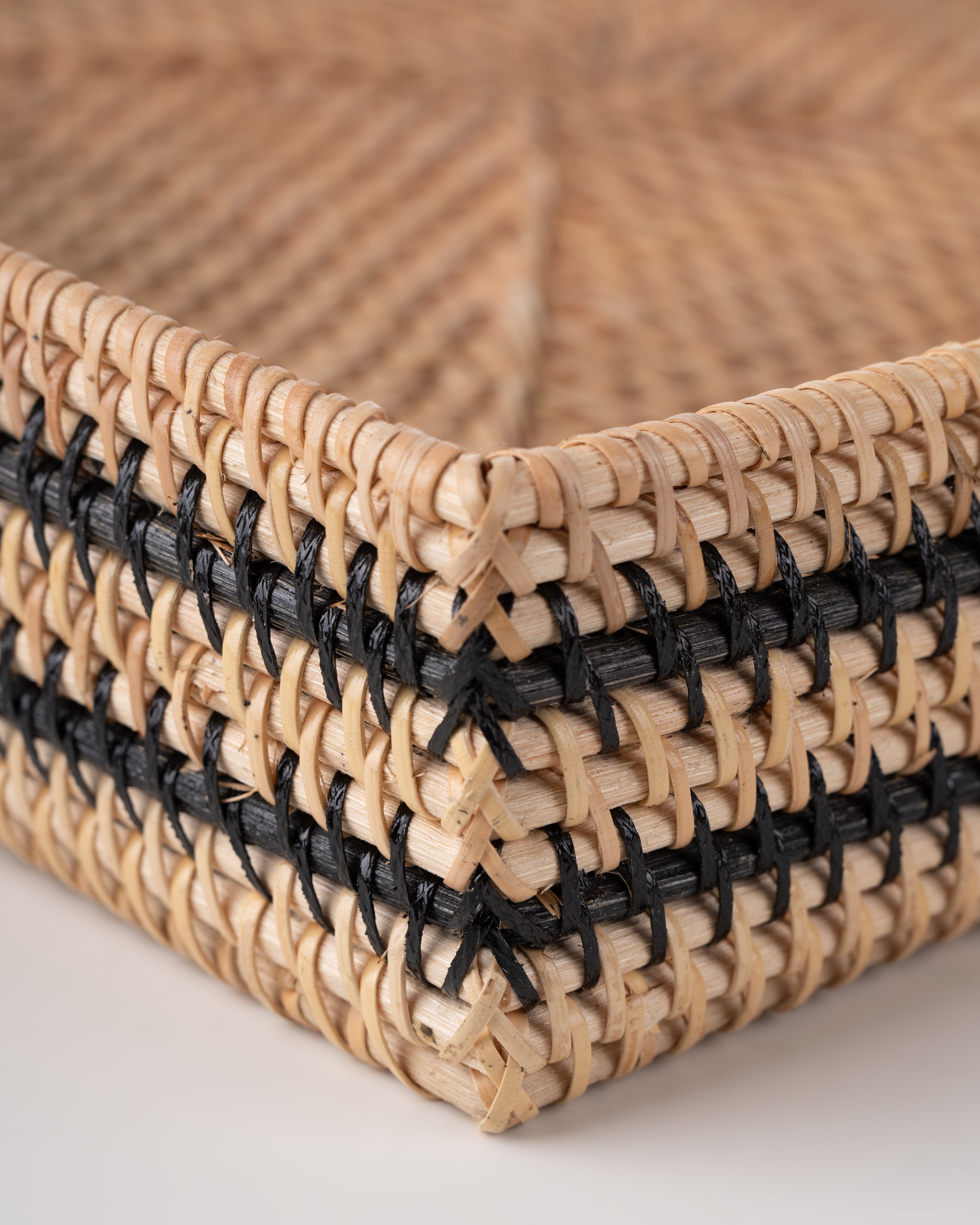 Striped Rattan Tray | Large