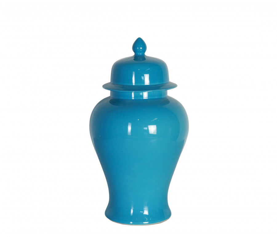 Lotus Turquoise Ceramic Jar | Medium