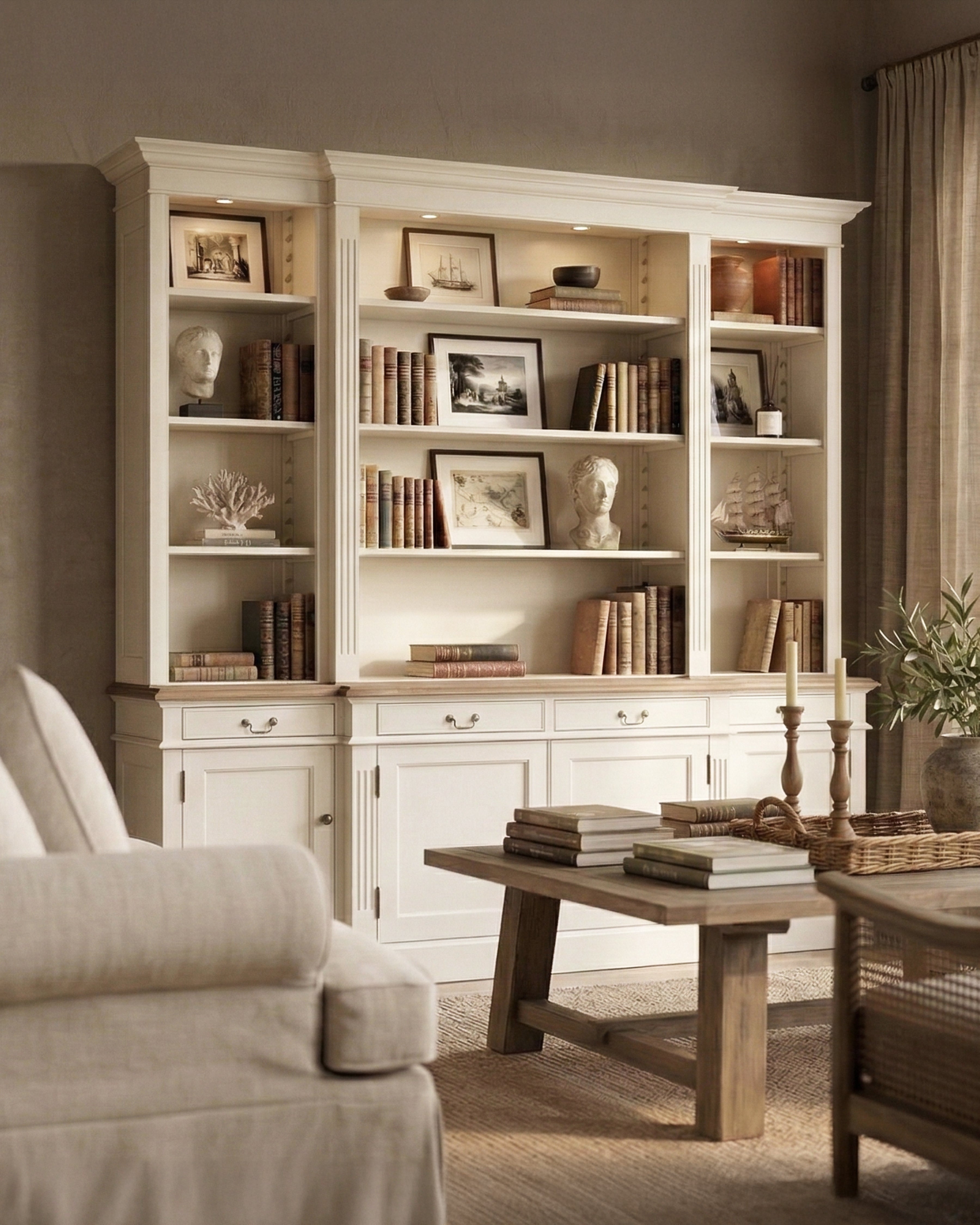 Hampshire Library Bookcase With Drawers