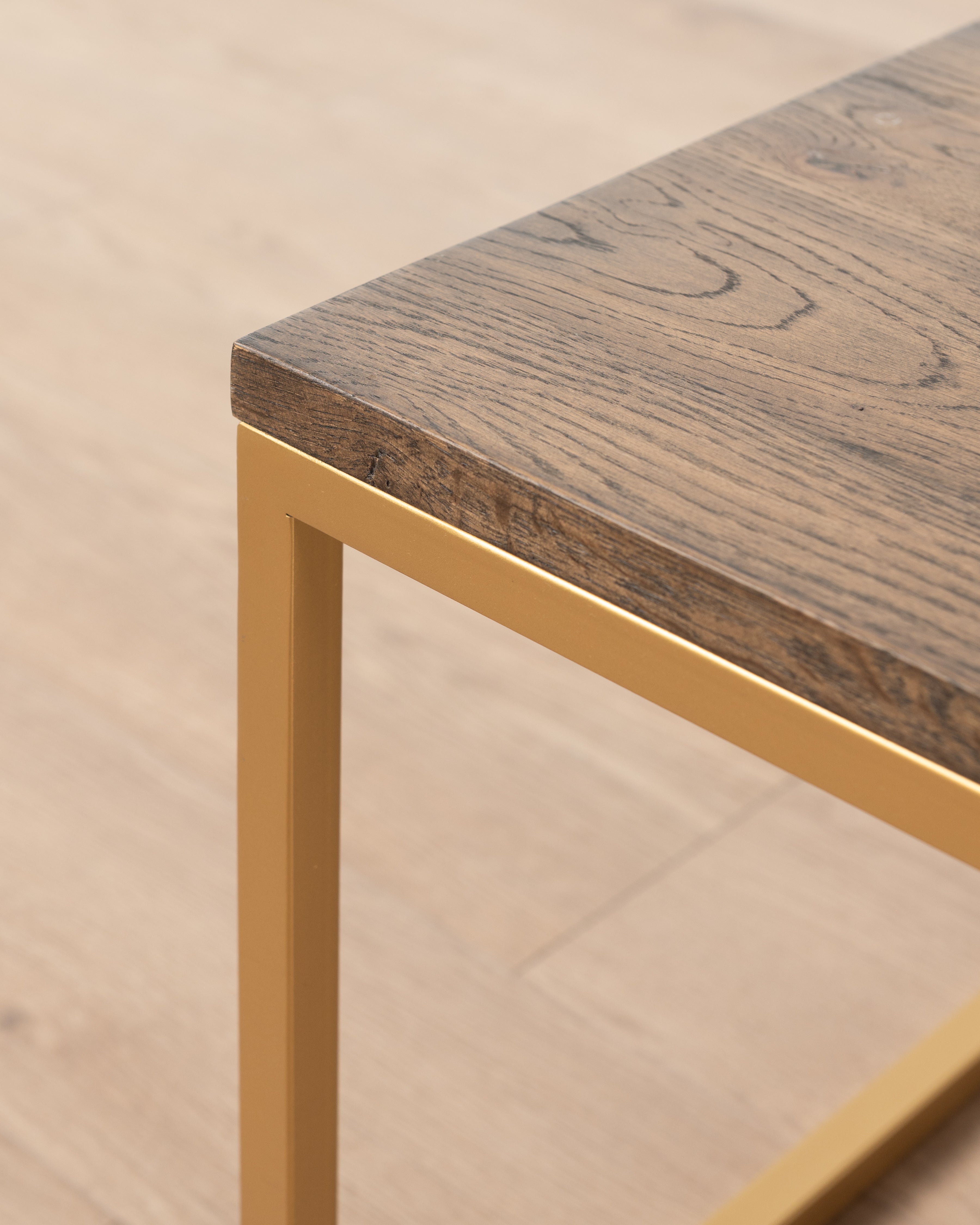 Manhattan Coffee table | Antique Weathered Oak & Gold