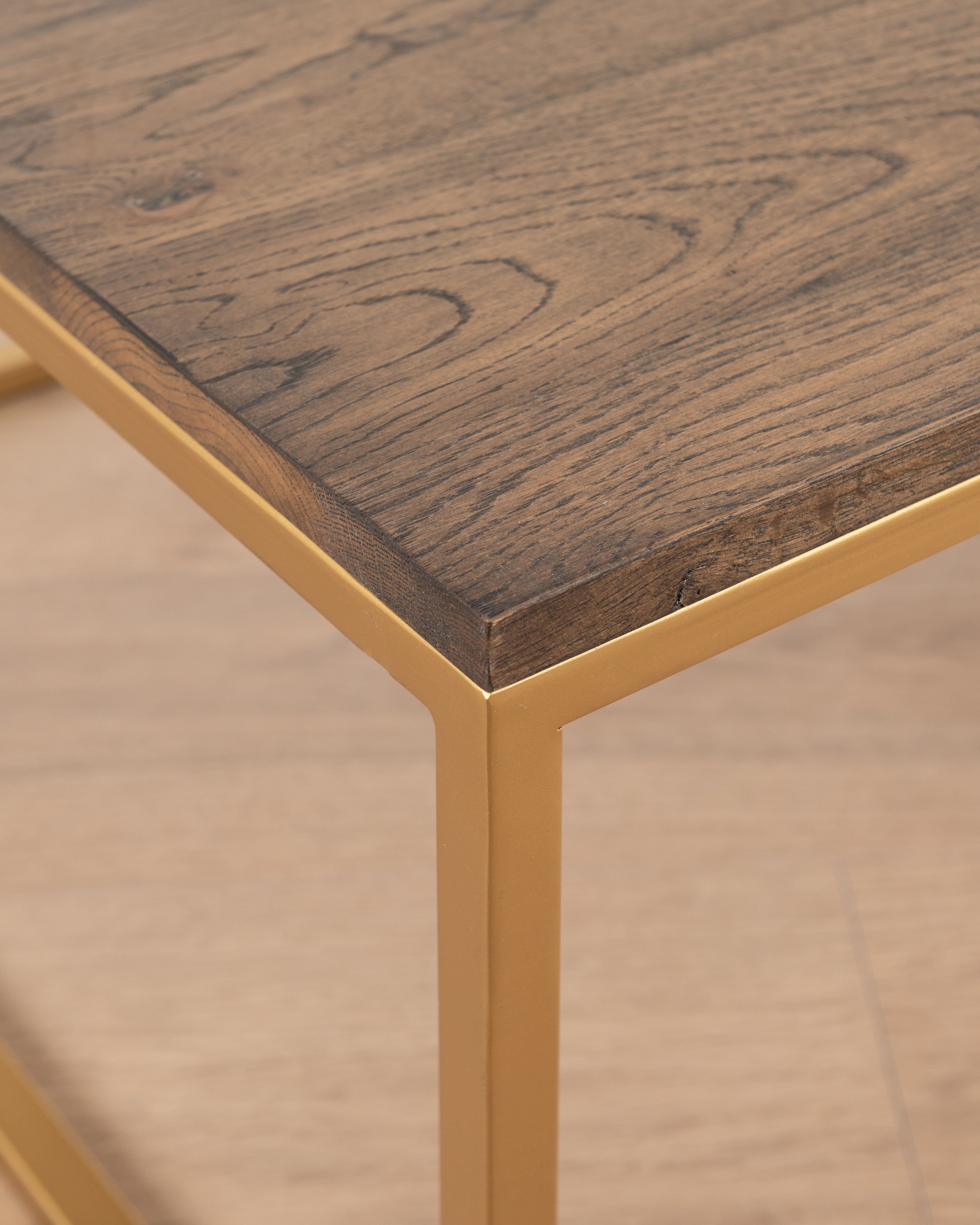 Manhattan Coffee table | Antique Weathered Oak & Gold