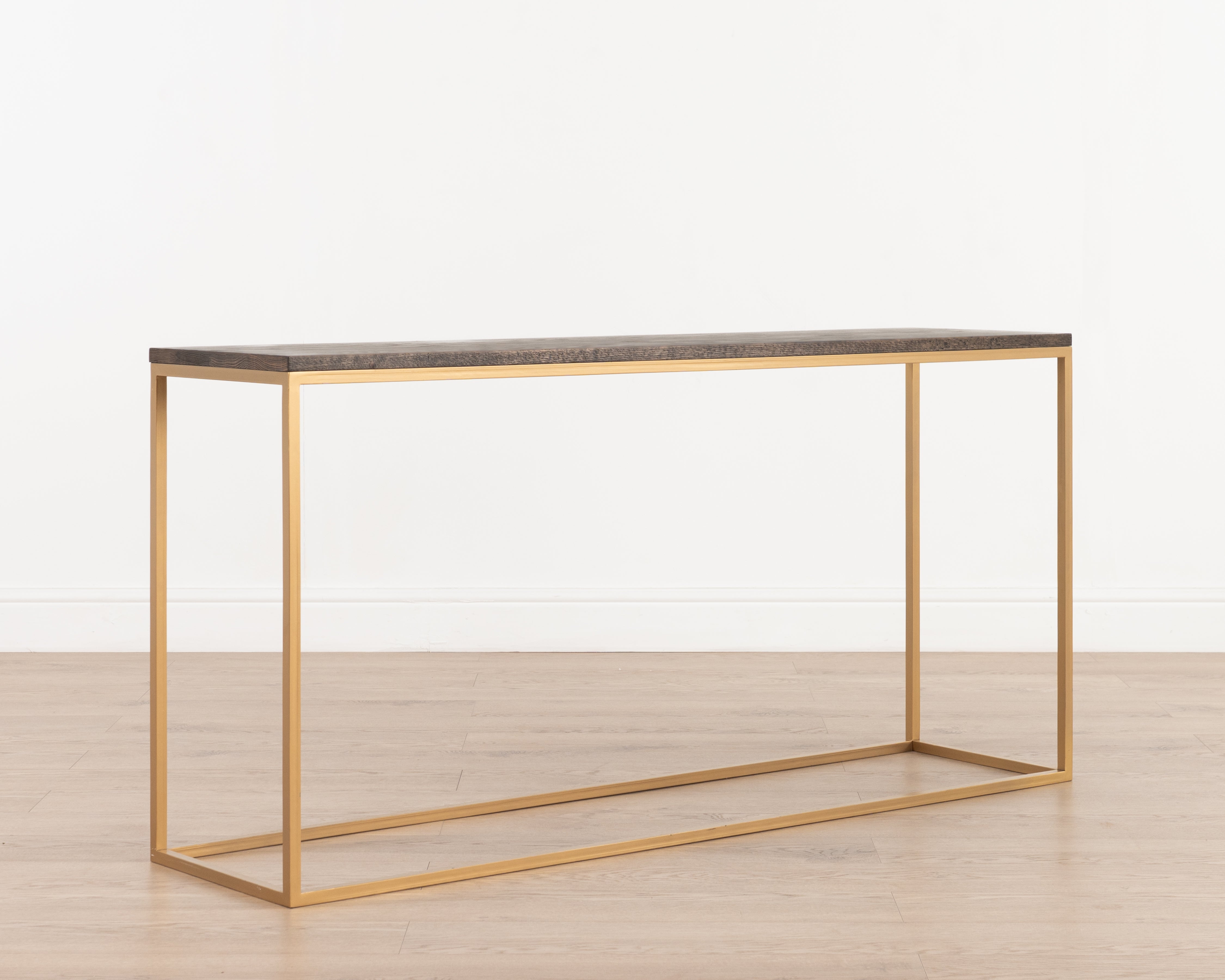Manhattan Console Table | Antique Weathered Oak & Gold