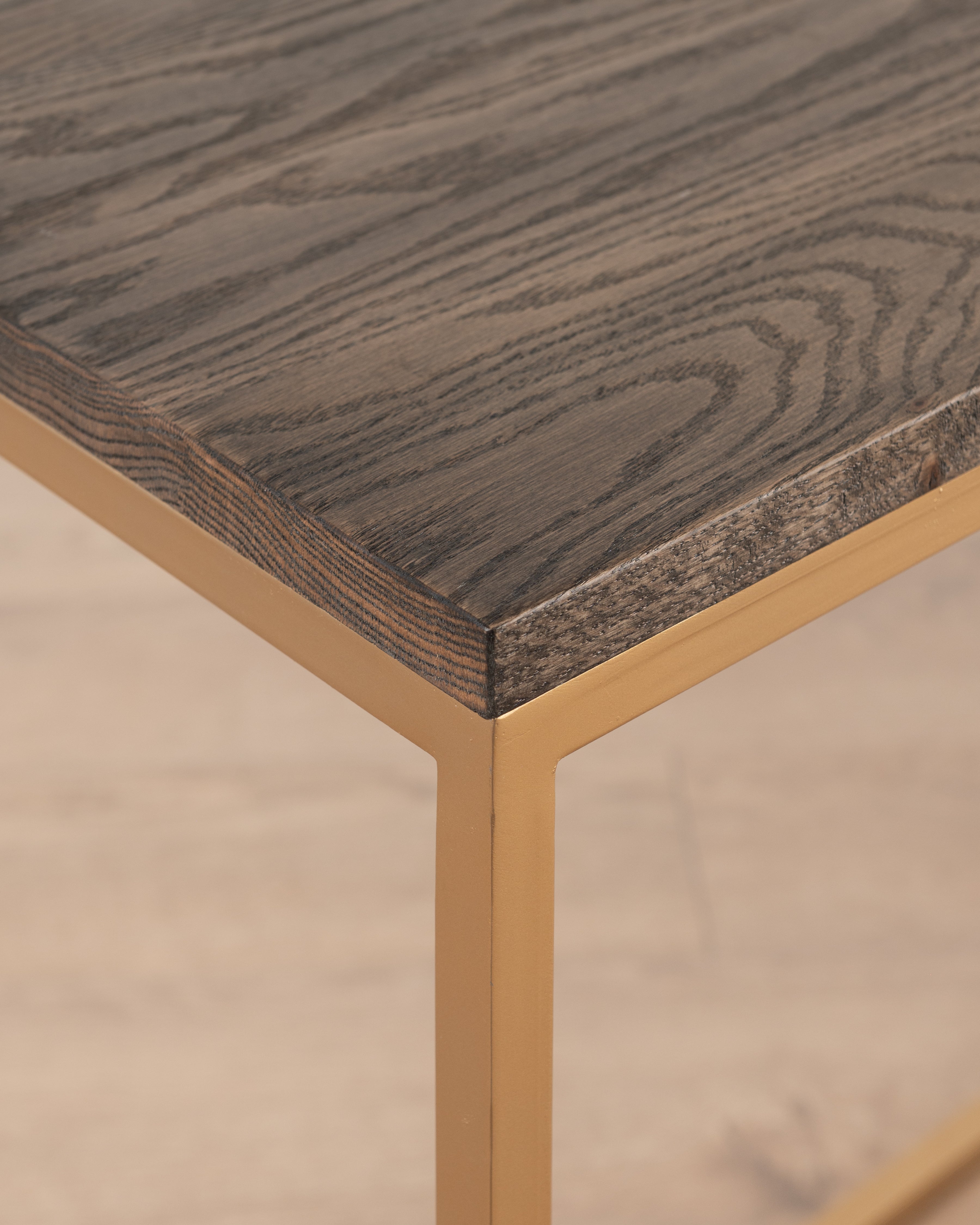 Manhattan Console Table | Antique Weathered Oak & Gold