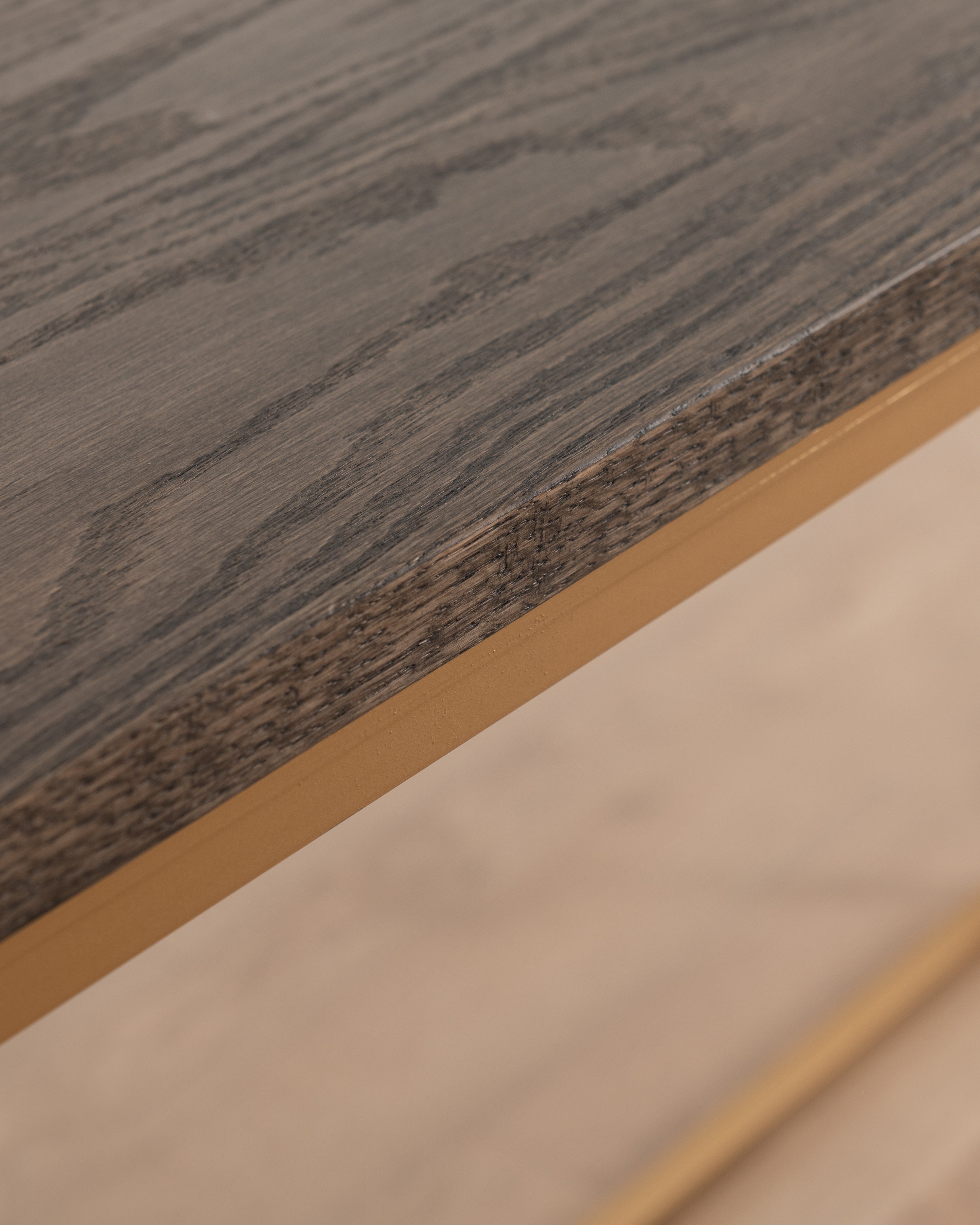 Manhattan Console Table | Antique Weathered Oak & Gold