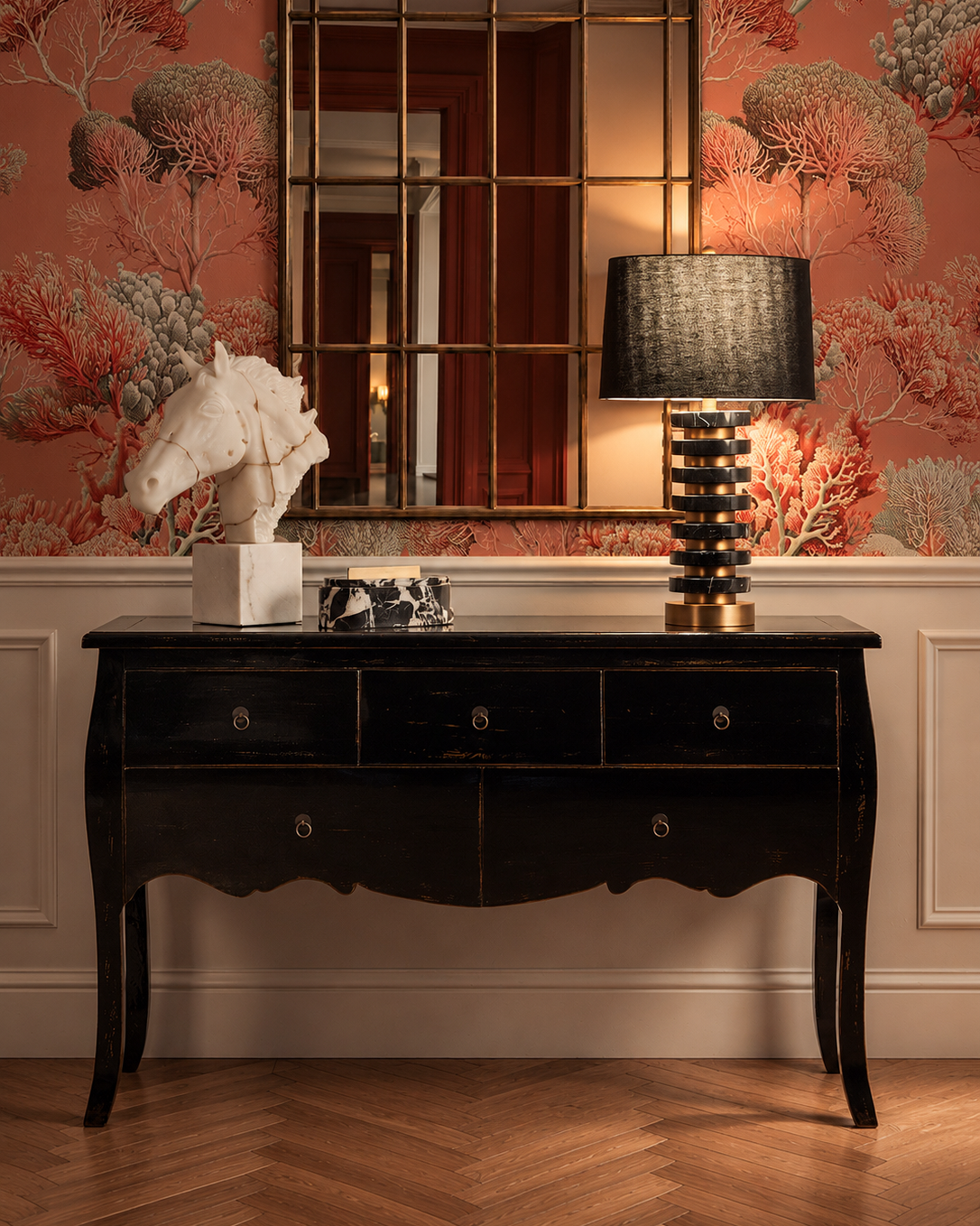 Indochine Fujian console table with drawers | Black