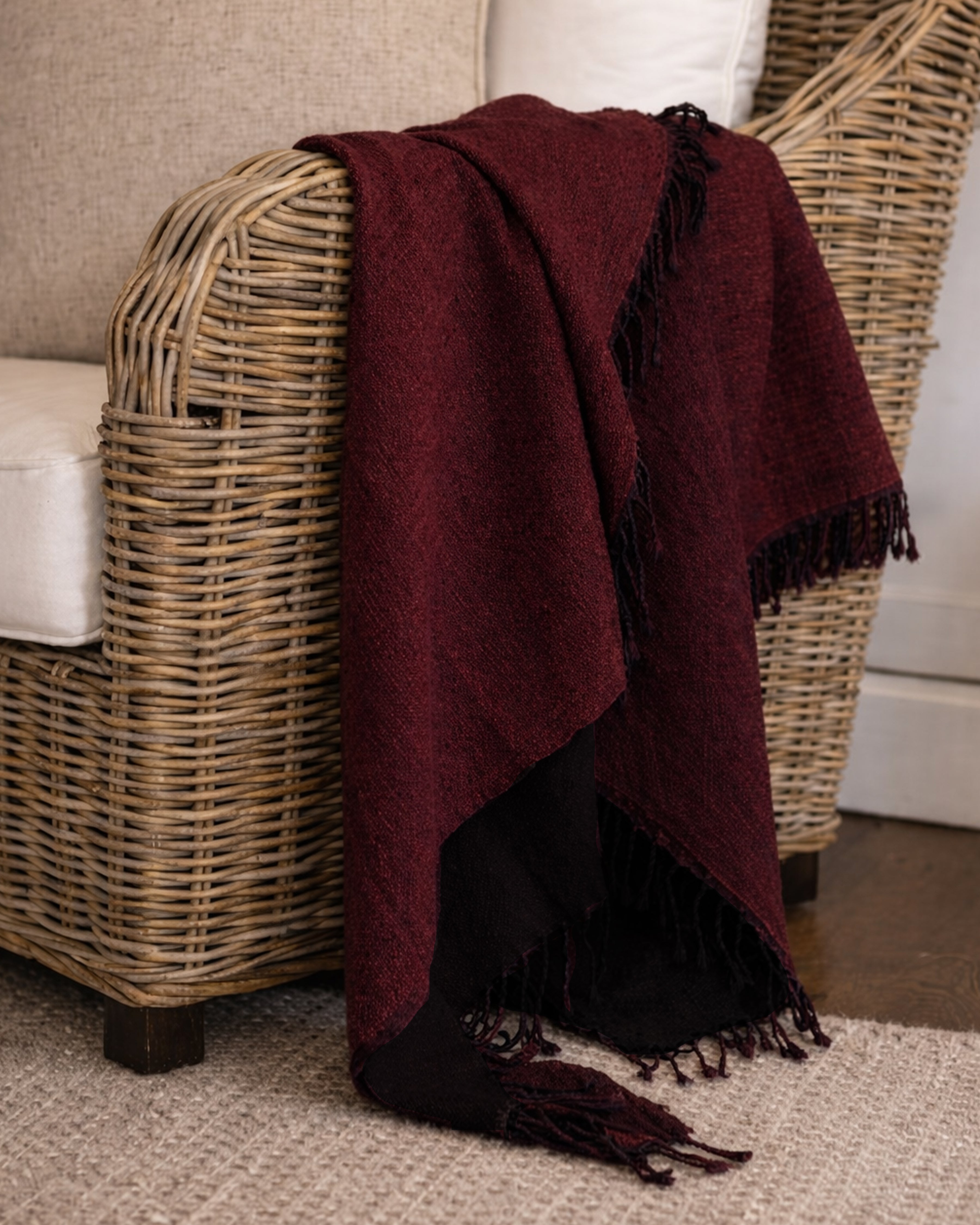Wool Throw | Burgundy