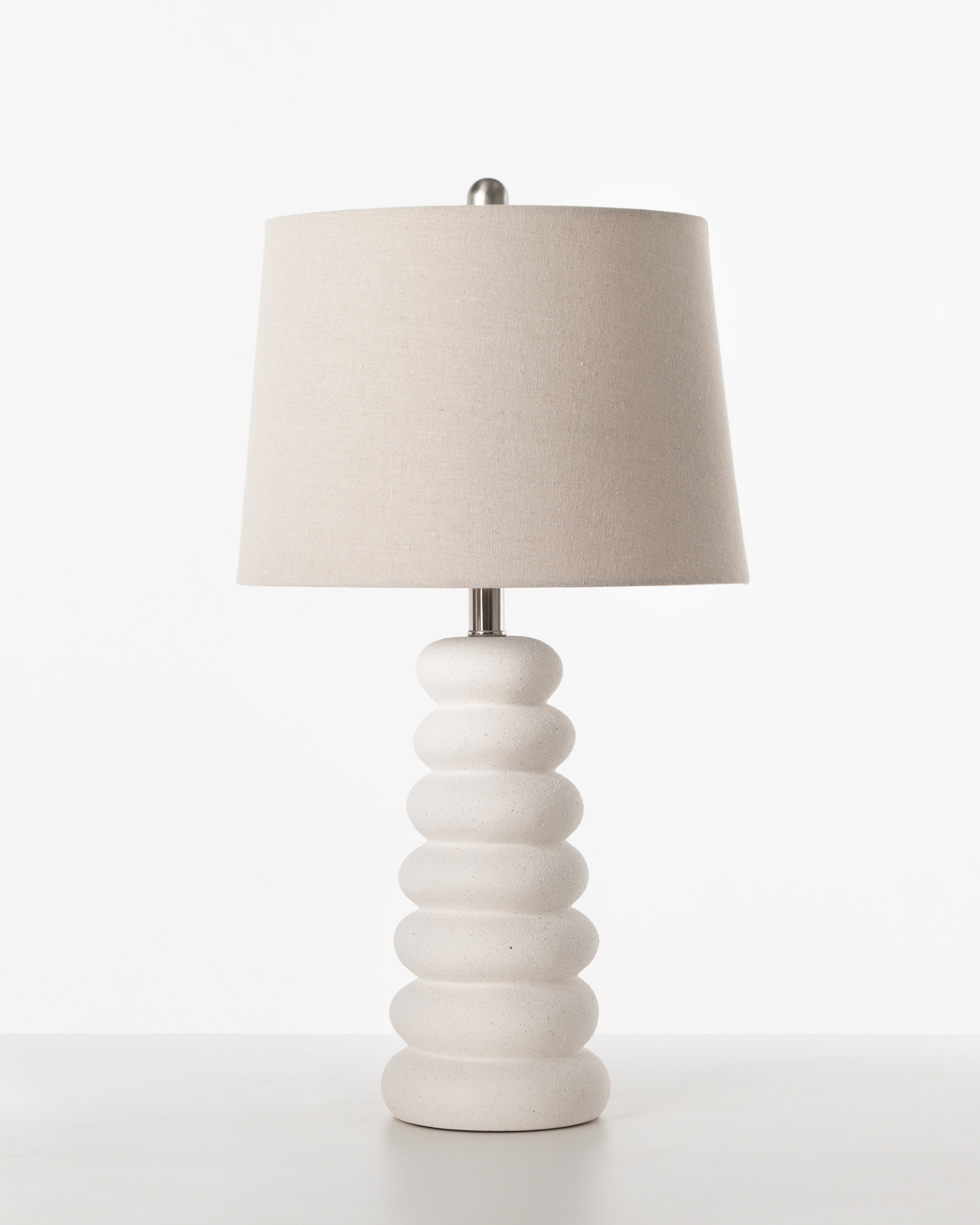 LAMP BASE CRM SHAPE BEIGE LIN. SHADE
