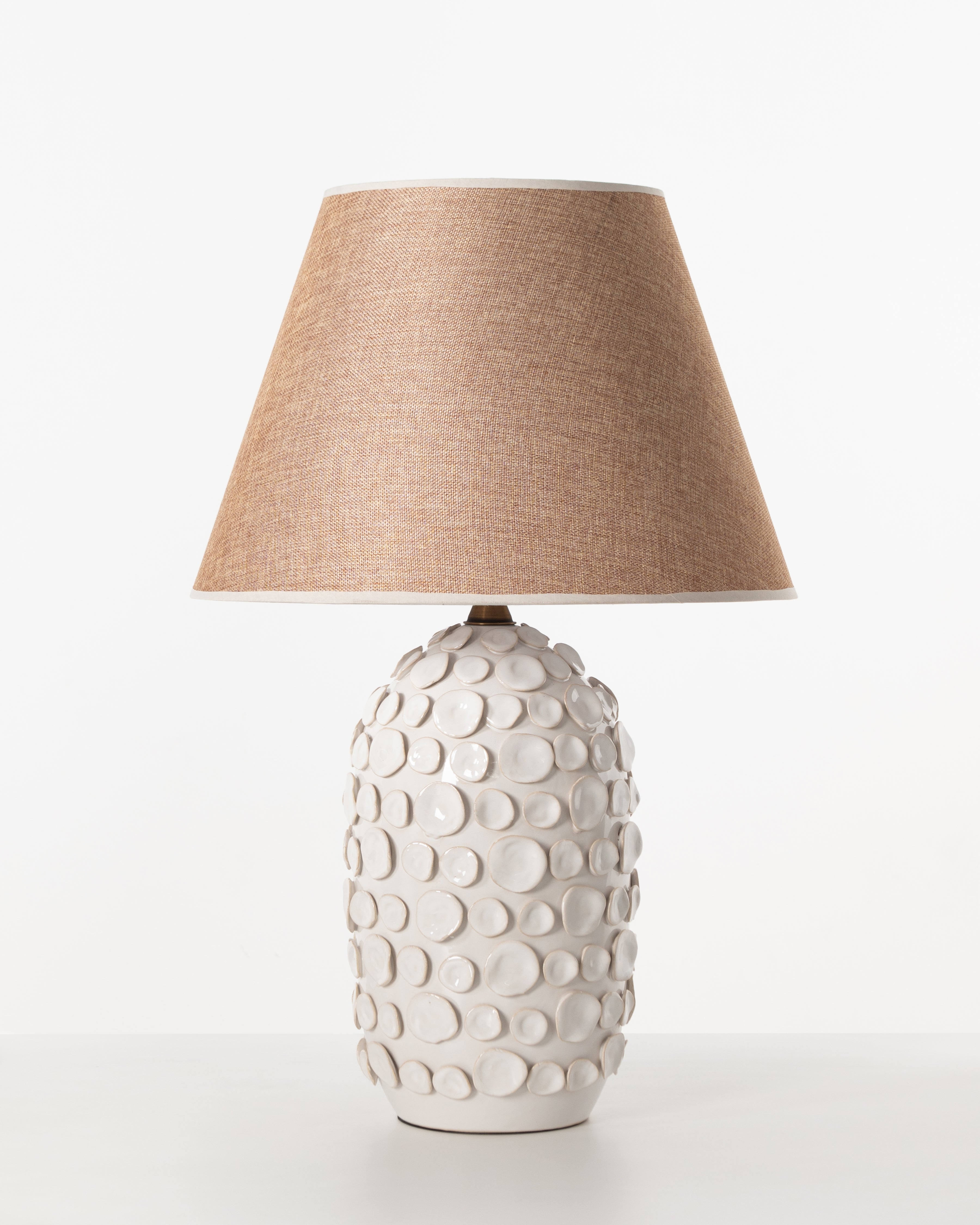 LAMP OFFWHT CERAMIC PETAL BEIGE SHADE