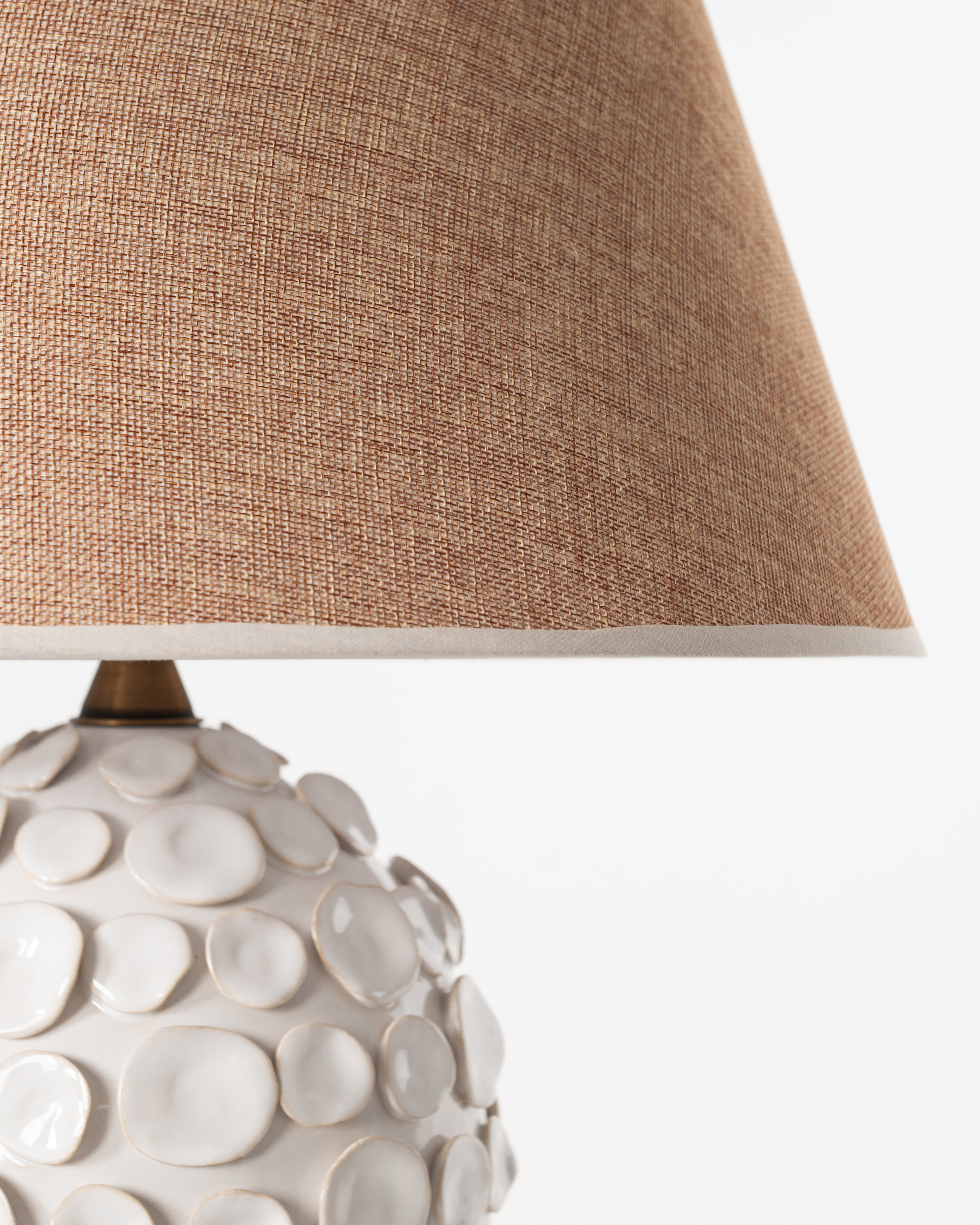 LAMP OFFWHT CERAMIC PETAL BEIGE SHADE