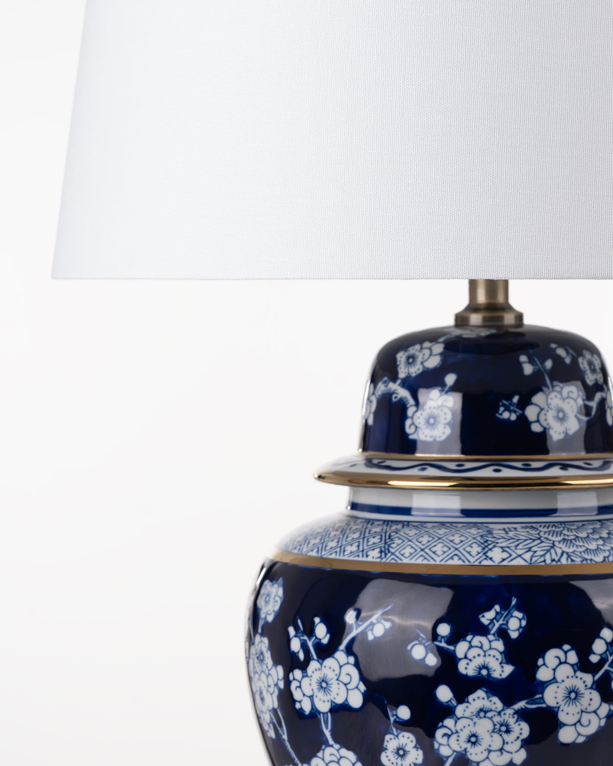 Indigo Blossom Ceramic Lamp