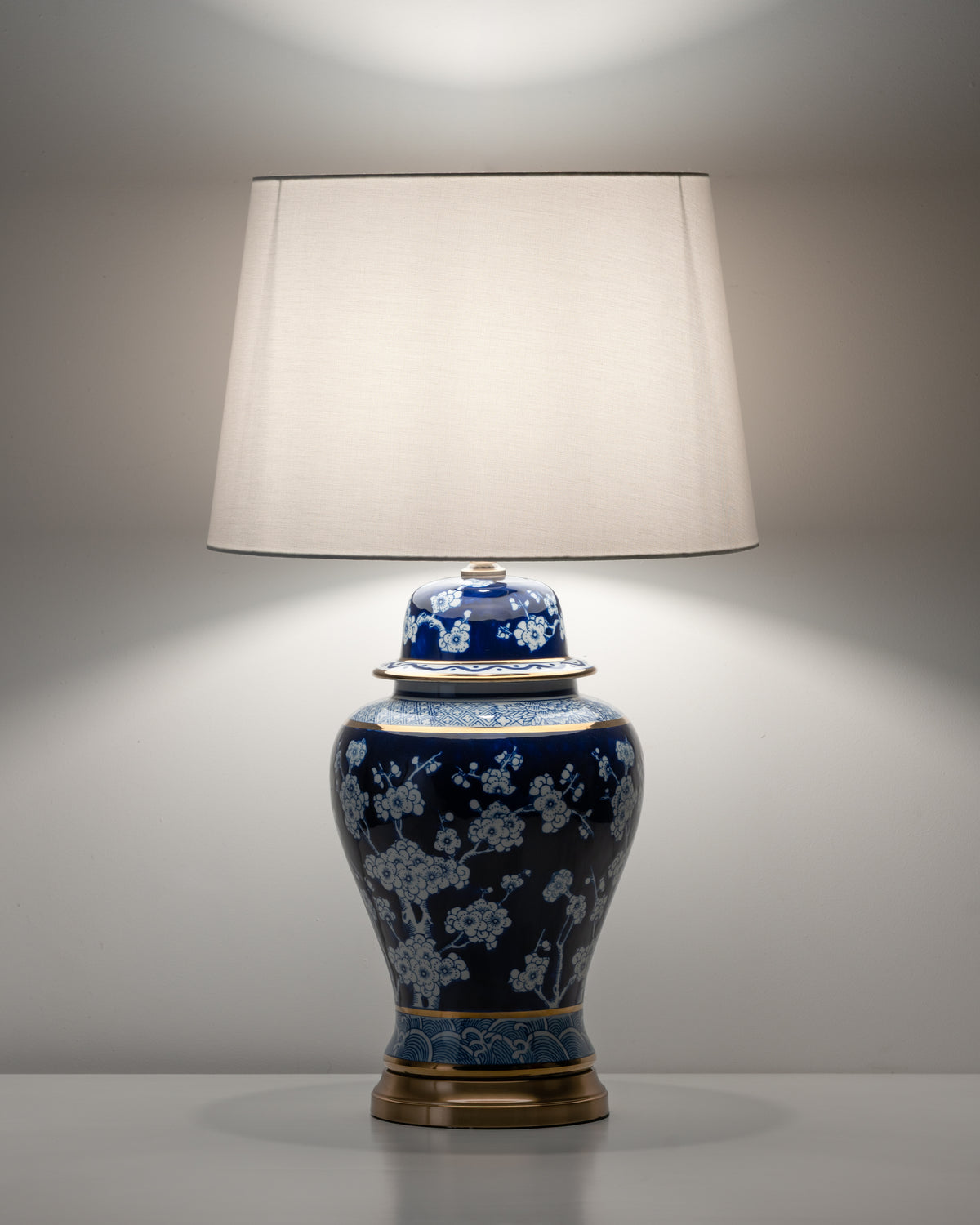 Indigo Blossom Ceramic Lamp