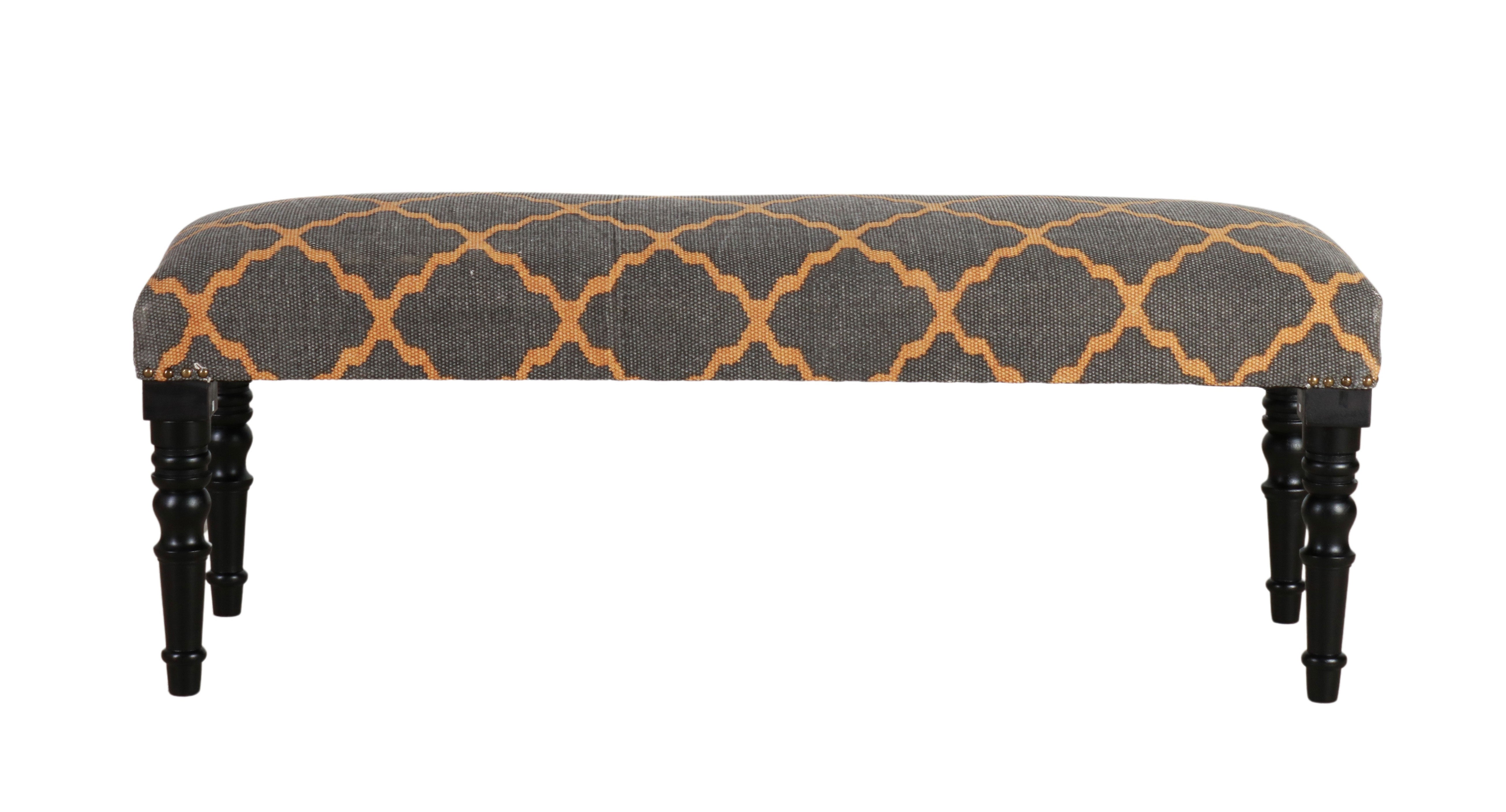 BENCH WOODEN COTTON UPHOL. BLK&YELLOW