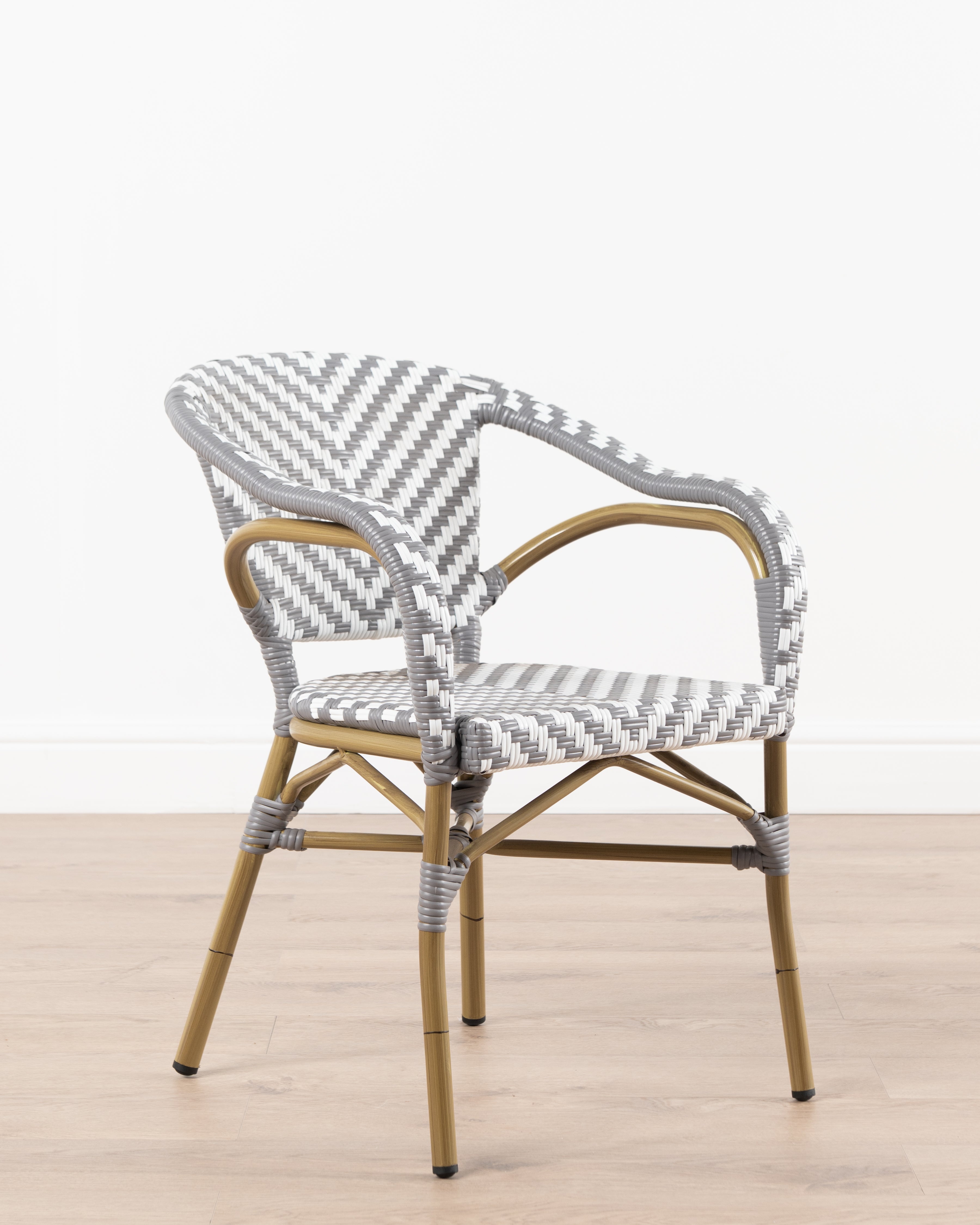 Brioche Chevron Armchair | Grey & White