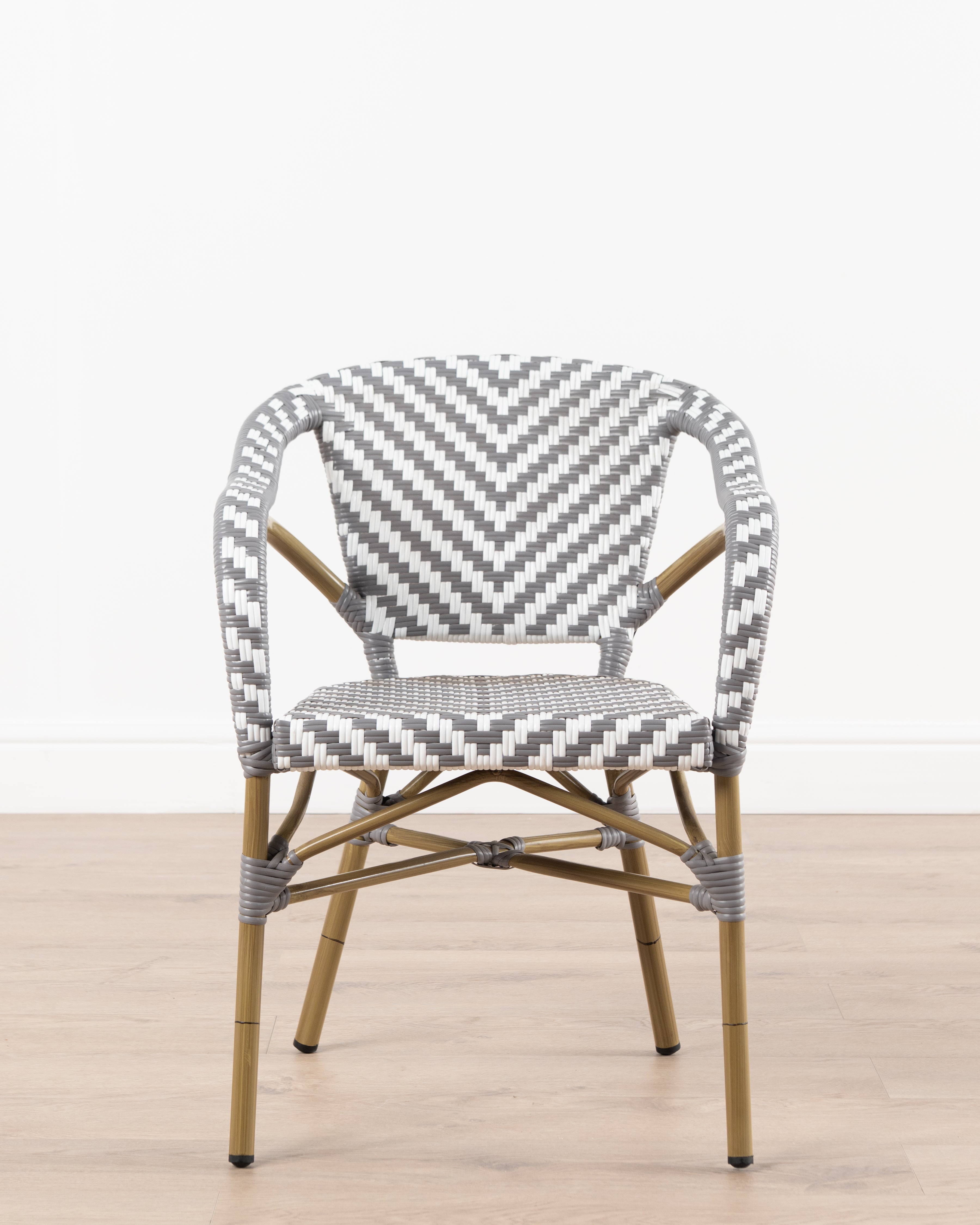 Brioche Chevron Armchair | Grey & White