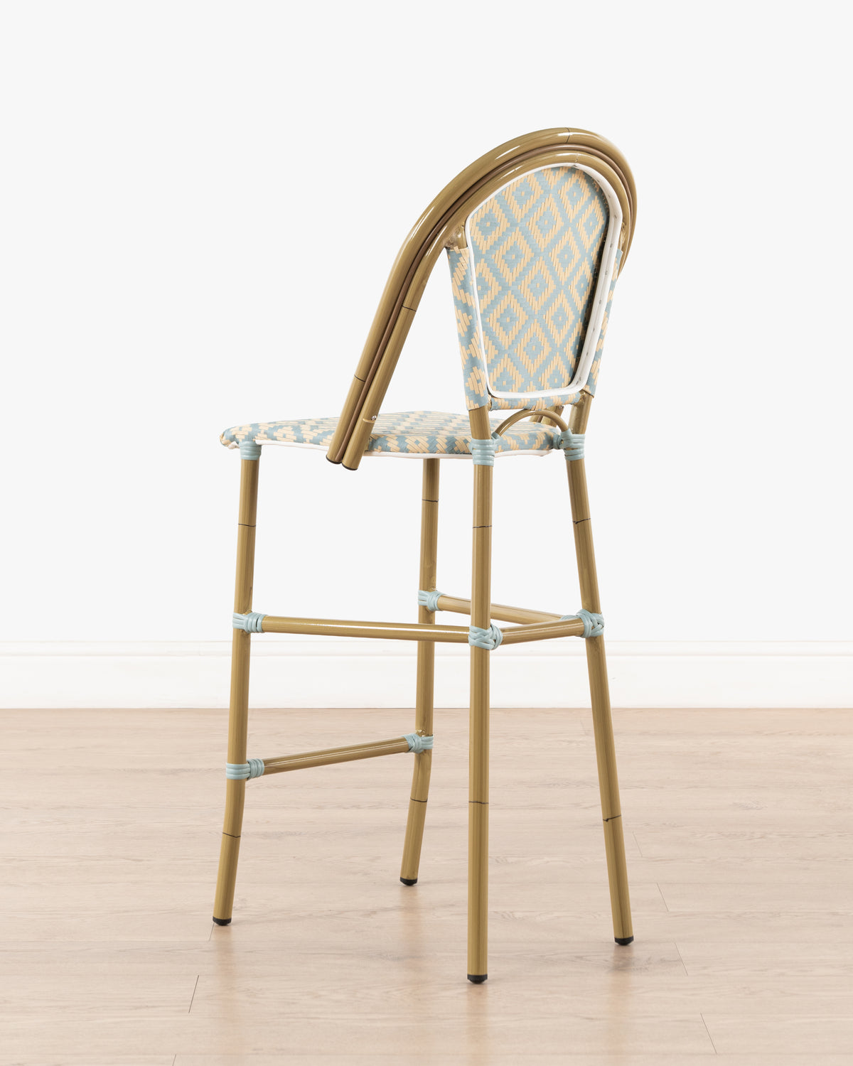 Brioche Diamond Bar Chair| Blue & cream