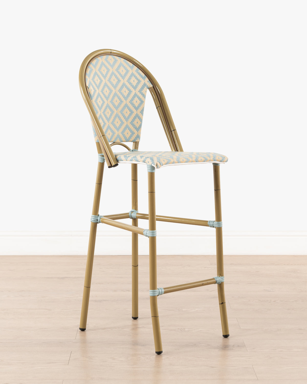 Brioche Diamond Bar Chair| Blue & cream