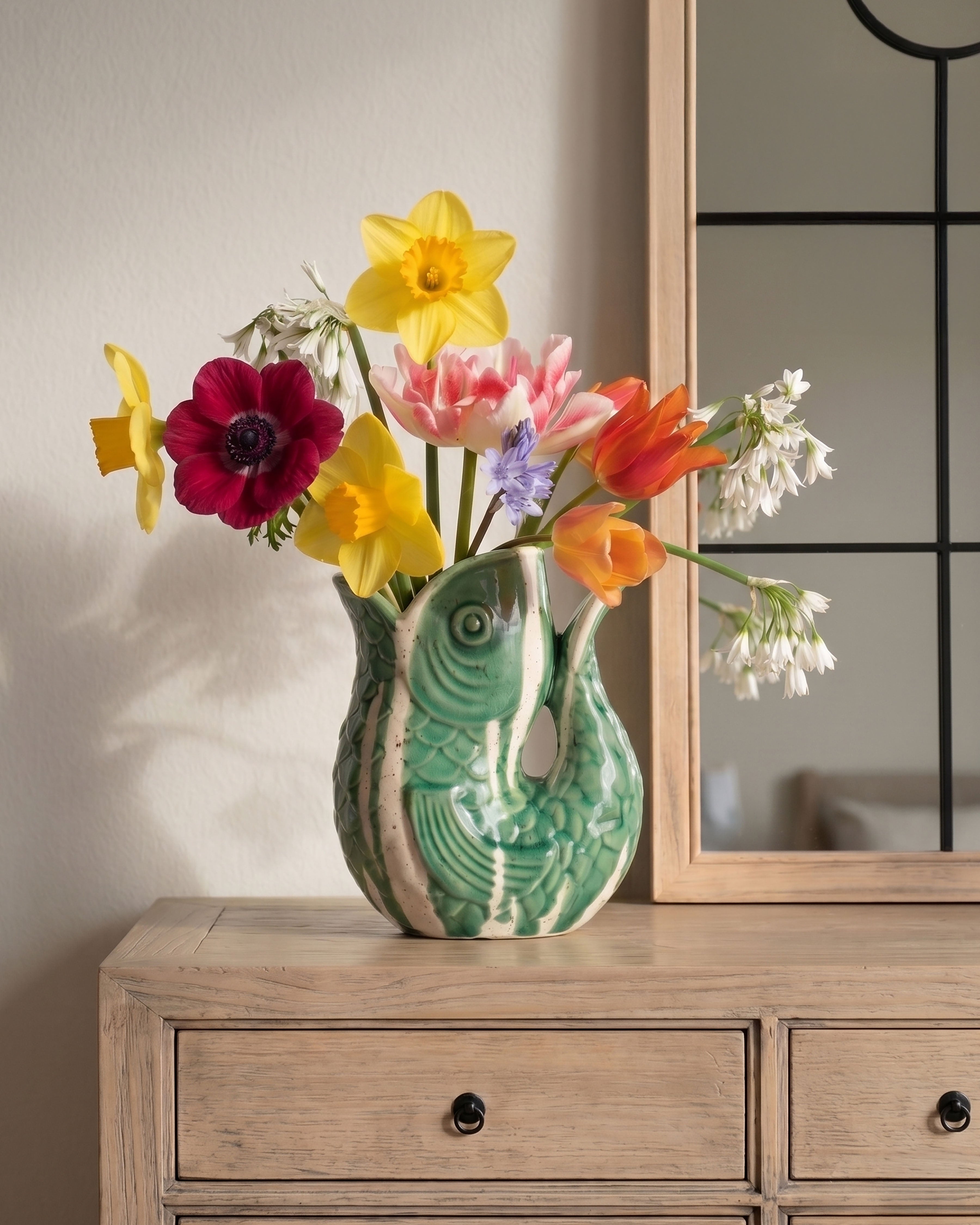 Green Coastal Fish Vase