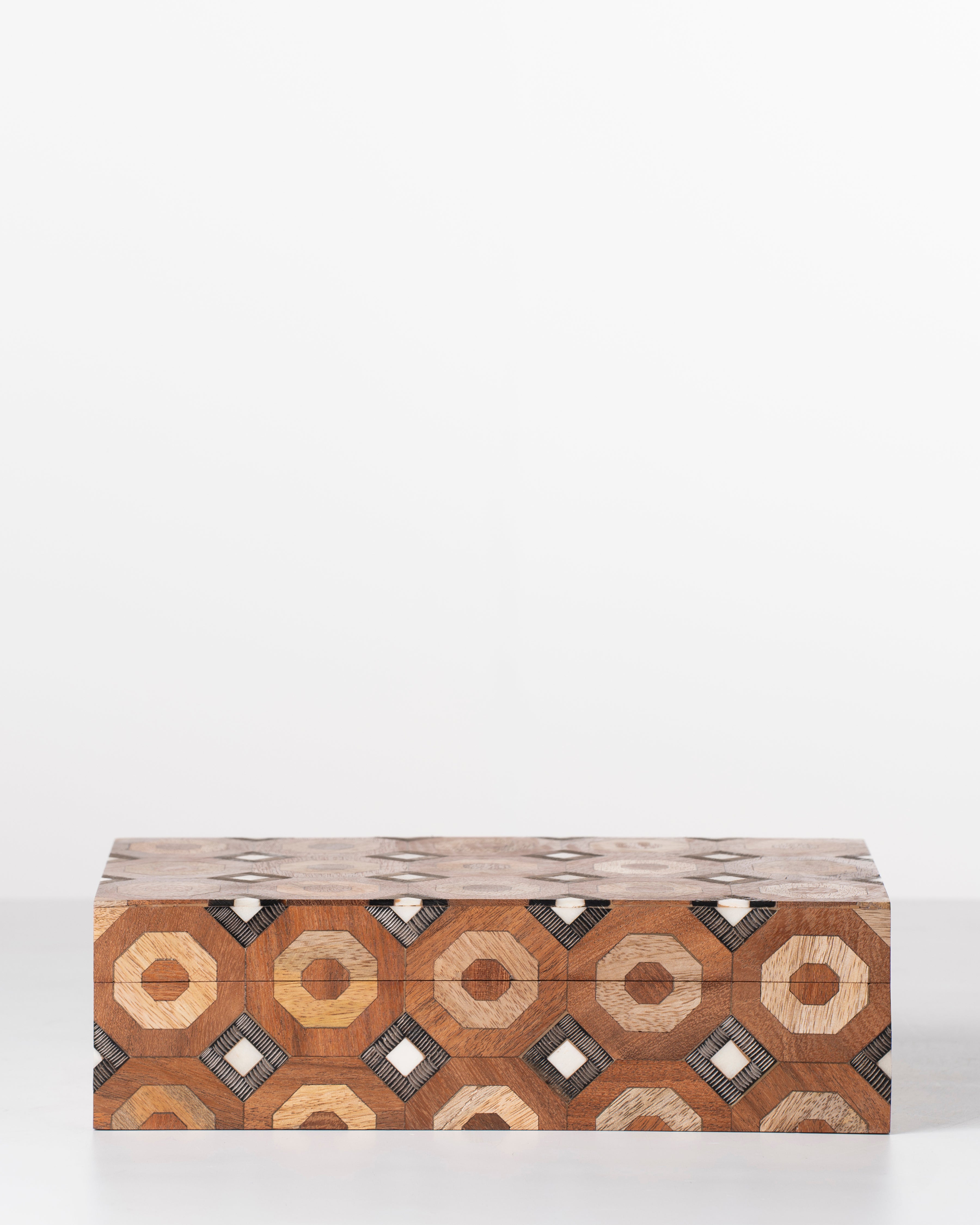 Natural Wood Octagon Inlay Storage Box