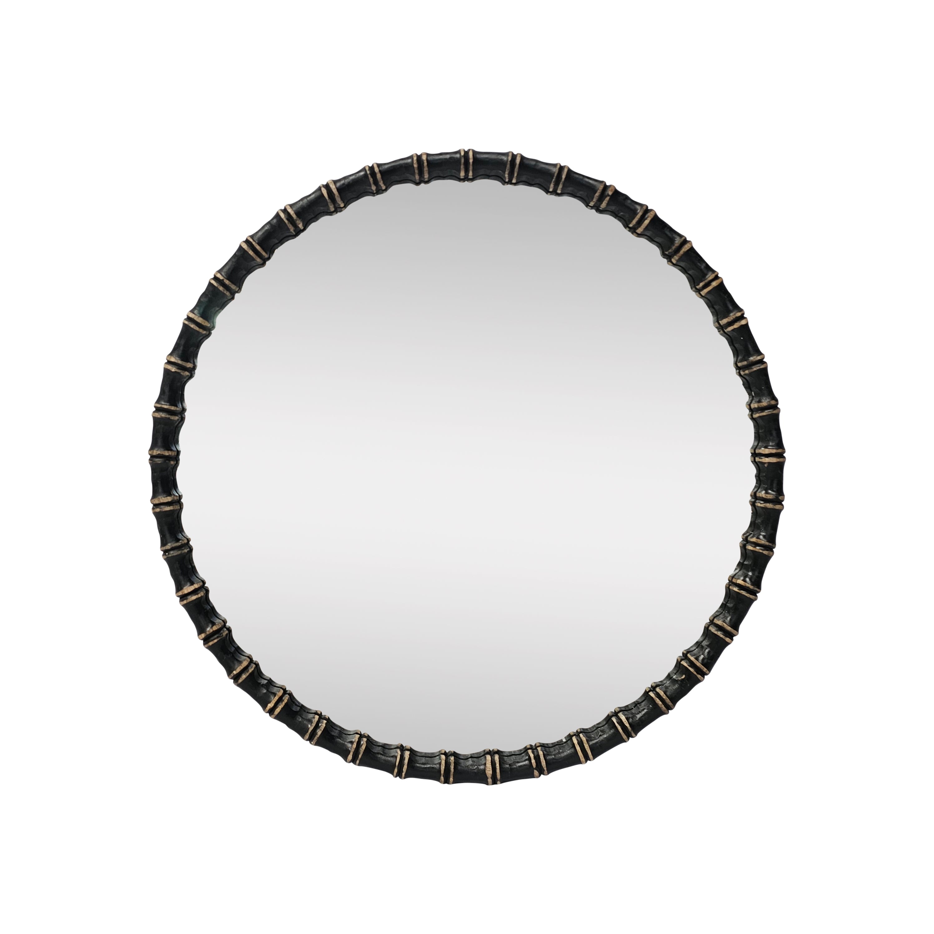 MIRROR WOOD RND ANT. BLK