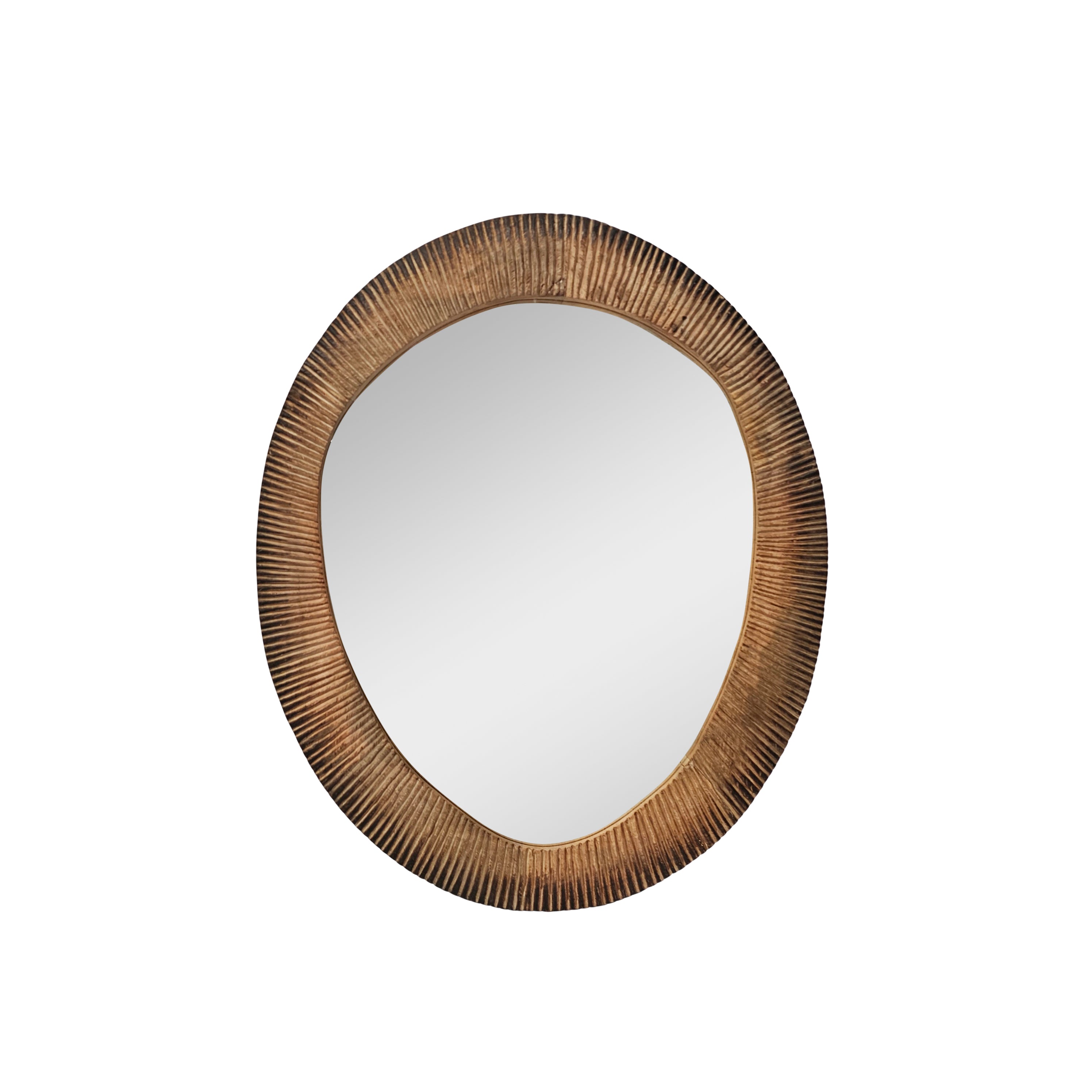 MIRROR WOOD OVAL BURNT NAT.
