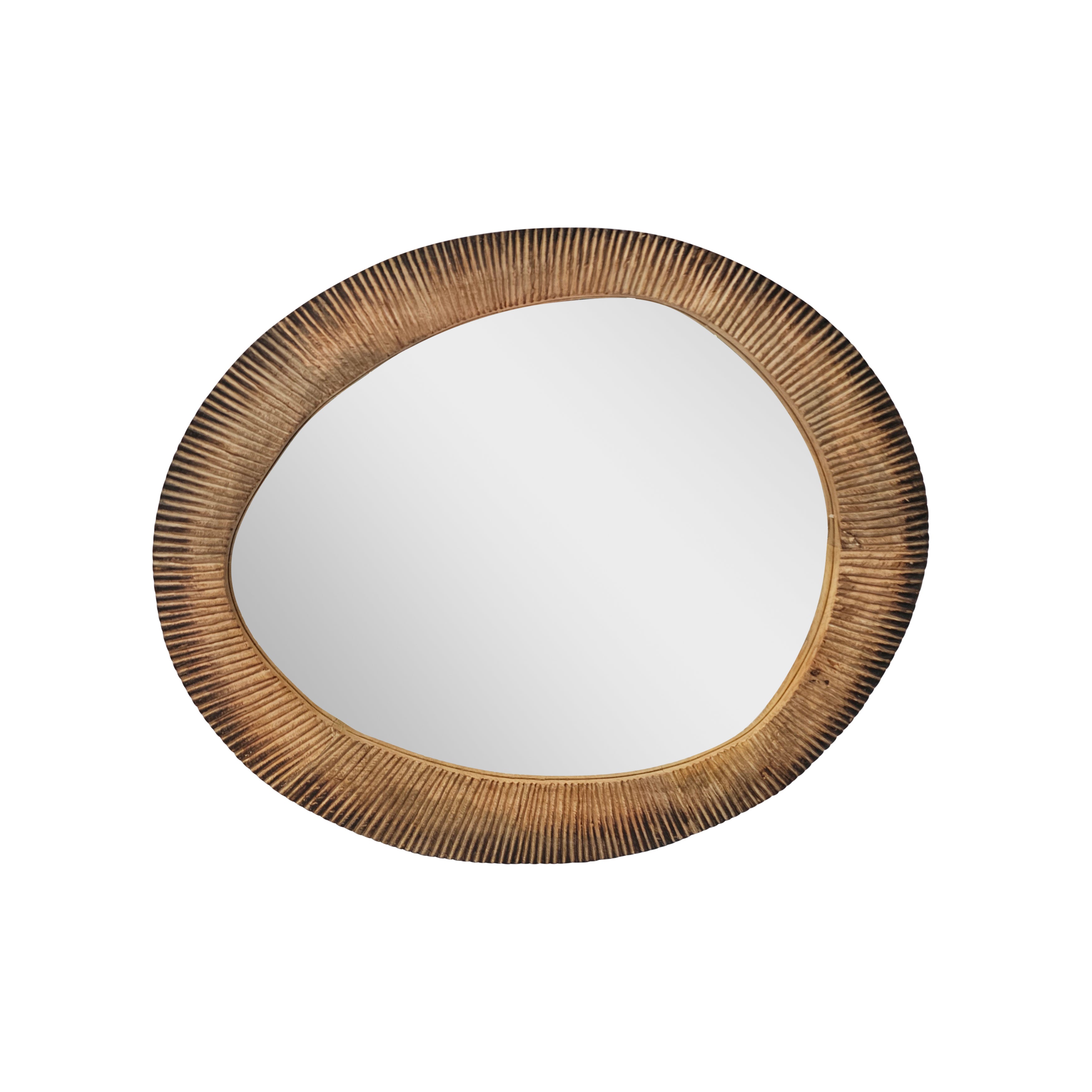 MIRROR WOOD OVAL BURNT NAT.