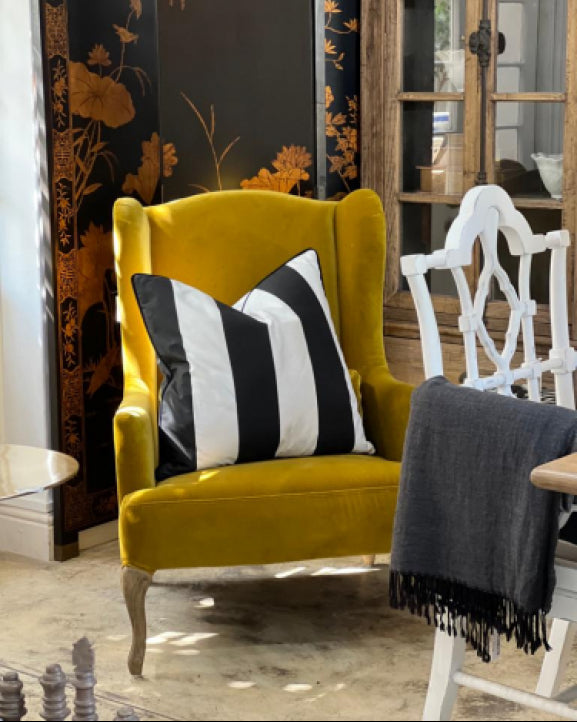 Black and White wide Stripe Cushion